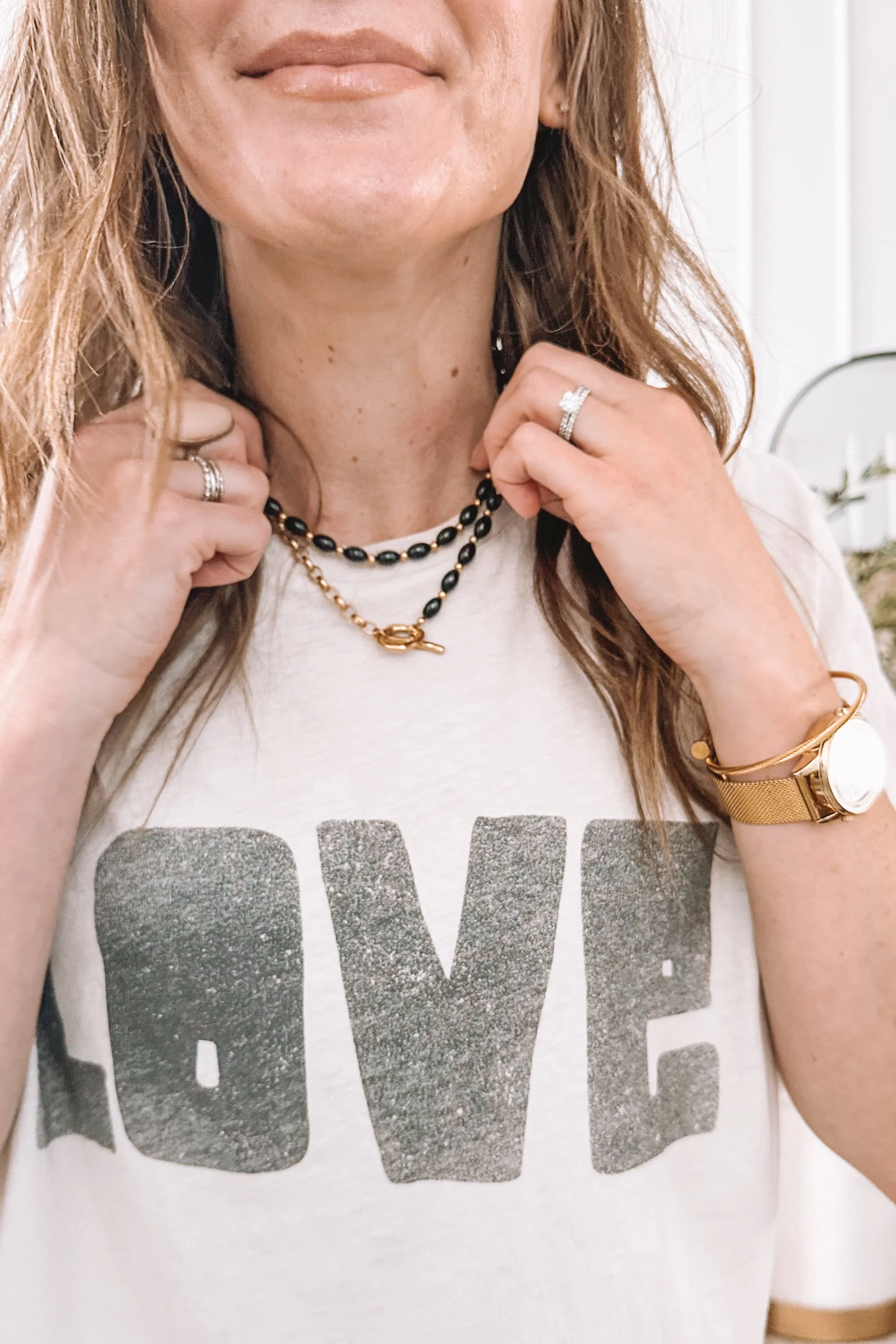 Polka Dot Midi Skirt Spring Outfit with Graphic Tee and Steve Madden Slides