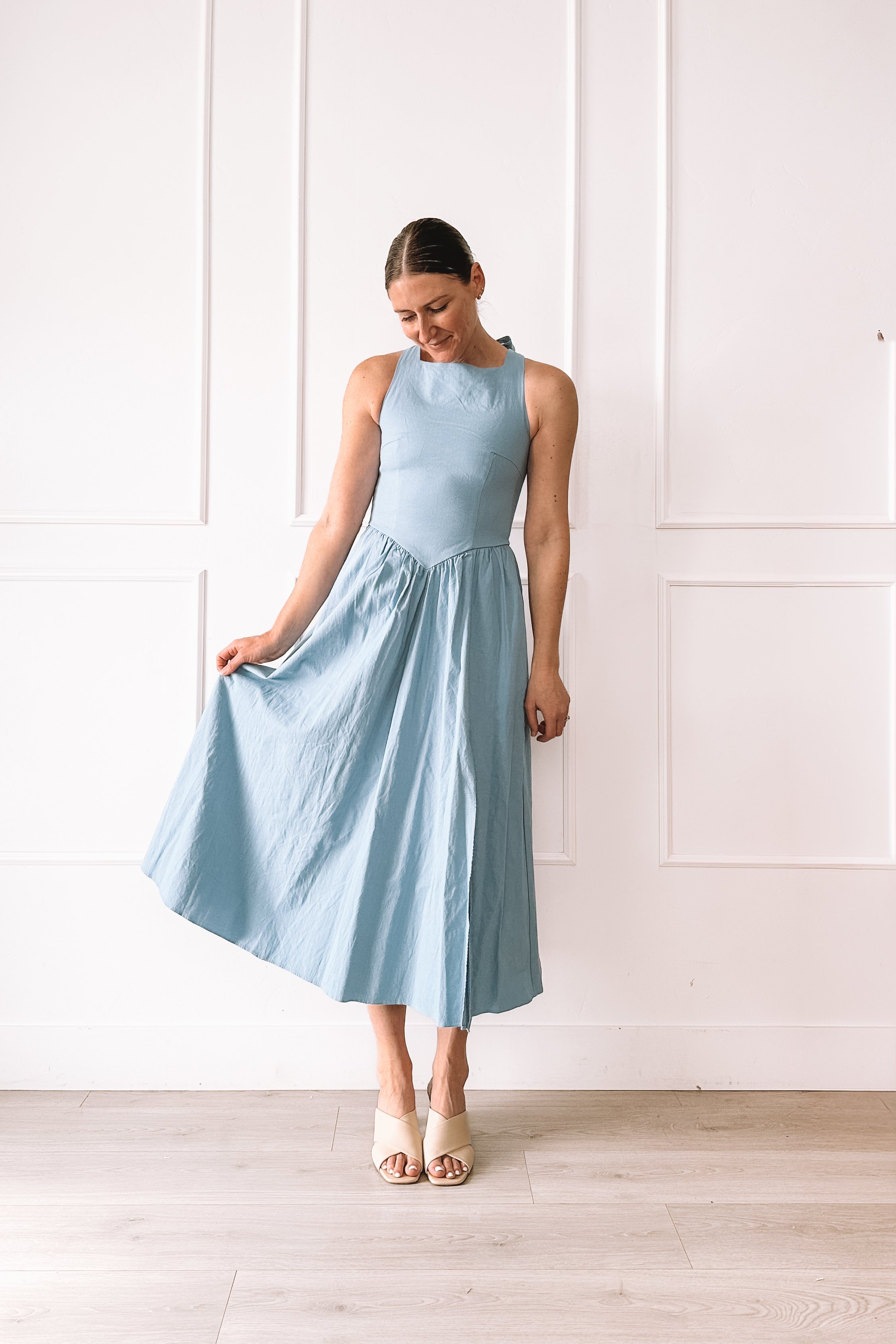 blue-midi-dress-open-back-mothers-day-look