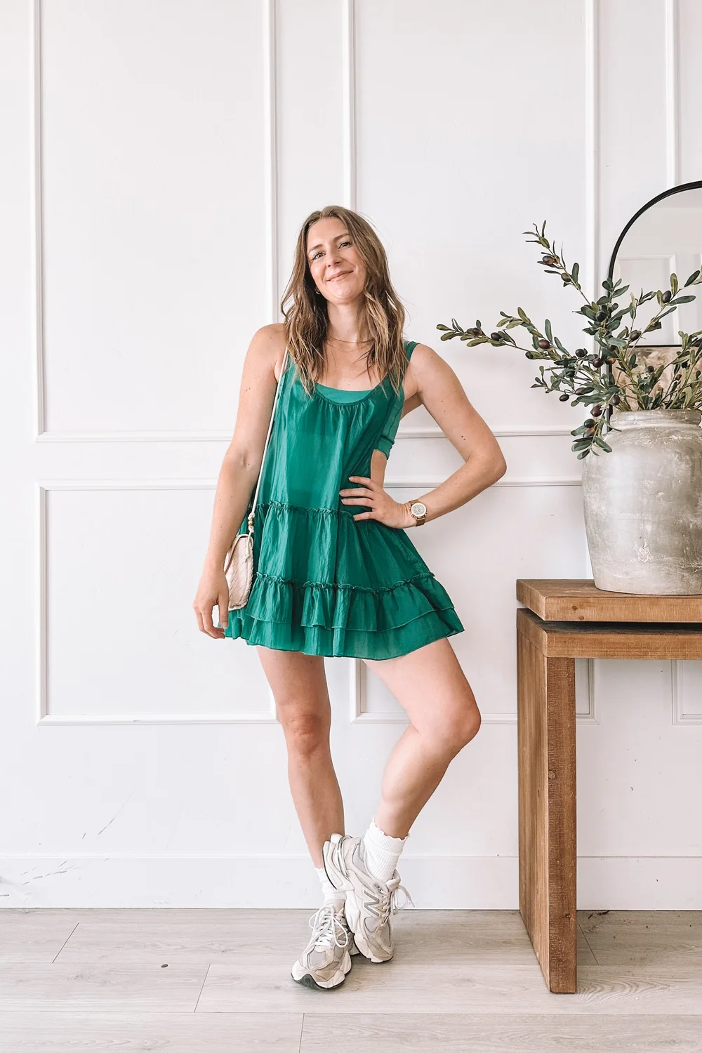 Green Mini Dress Everyday Outfit Idea | Casual Spring Style  Jenn Hallak