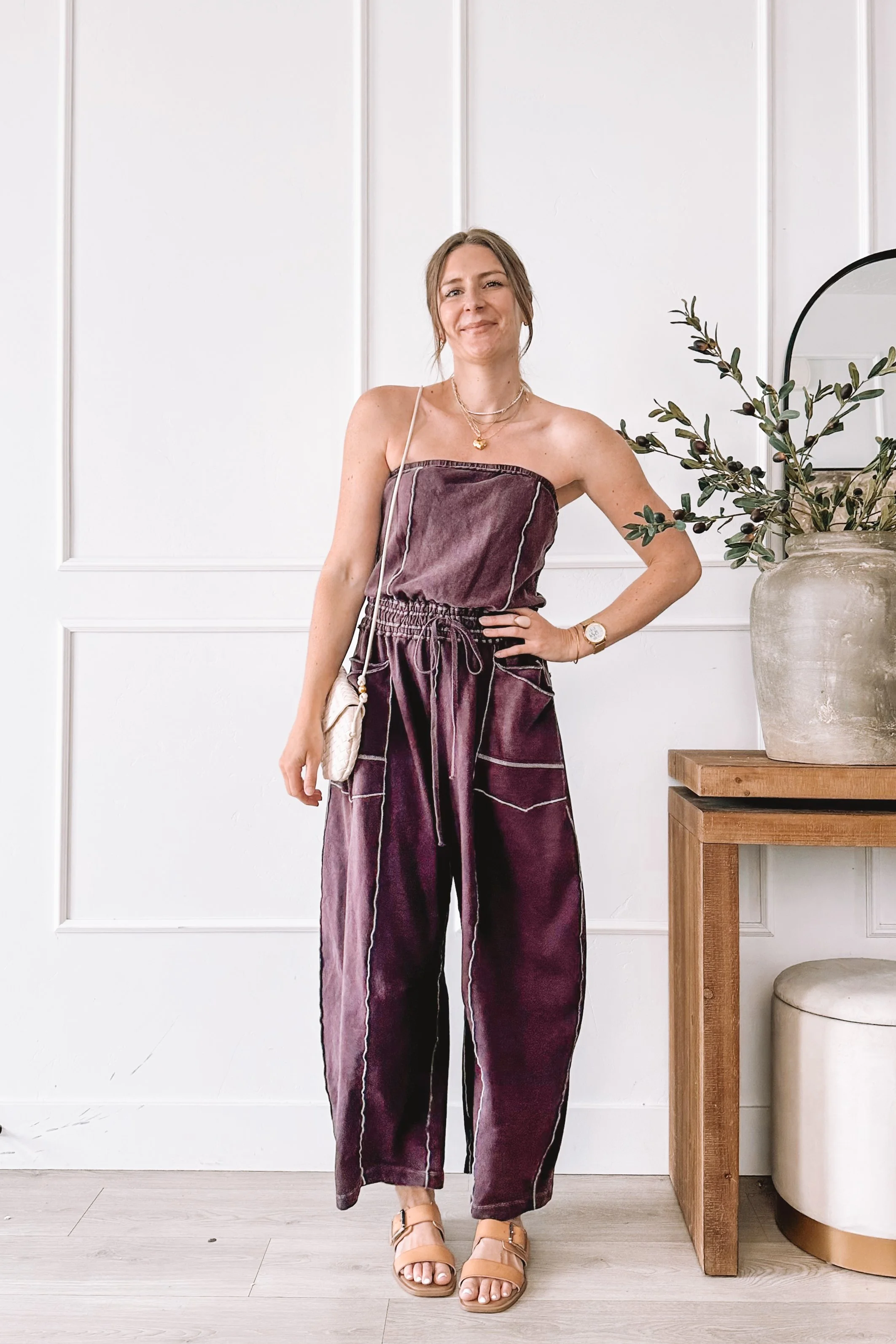 free people strapless jumpsuit spring outfit idea