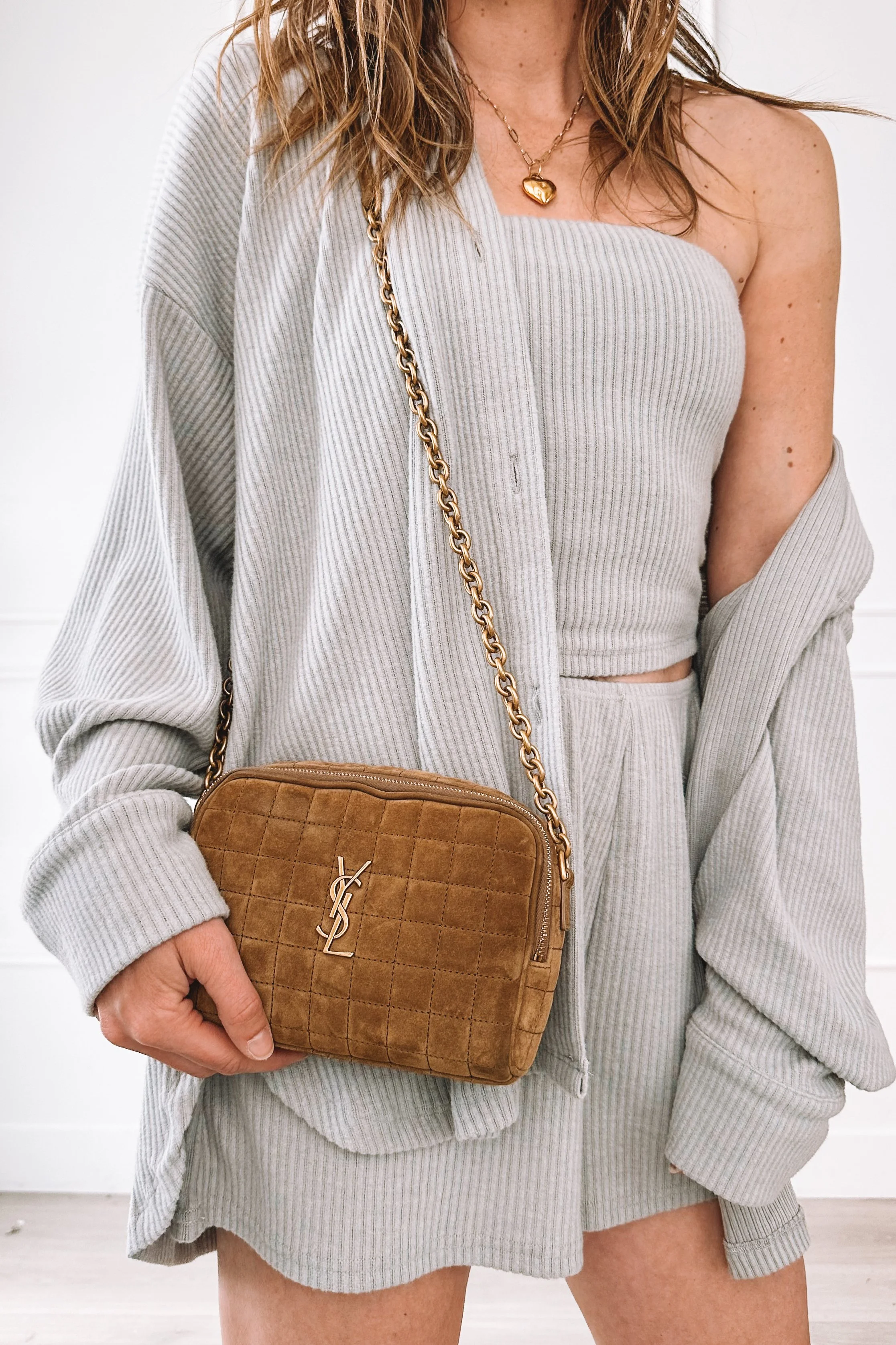 Grey Ribbed 3 Piece Matching Set Outfit Ideas Summer 2025