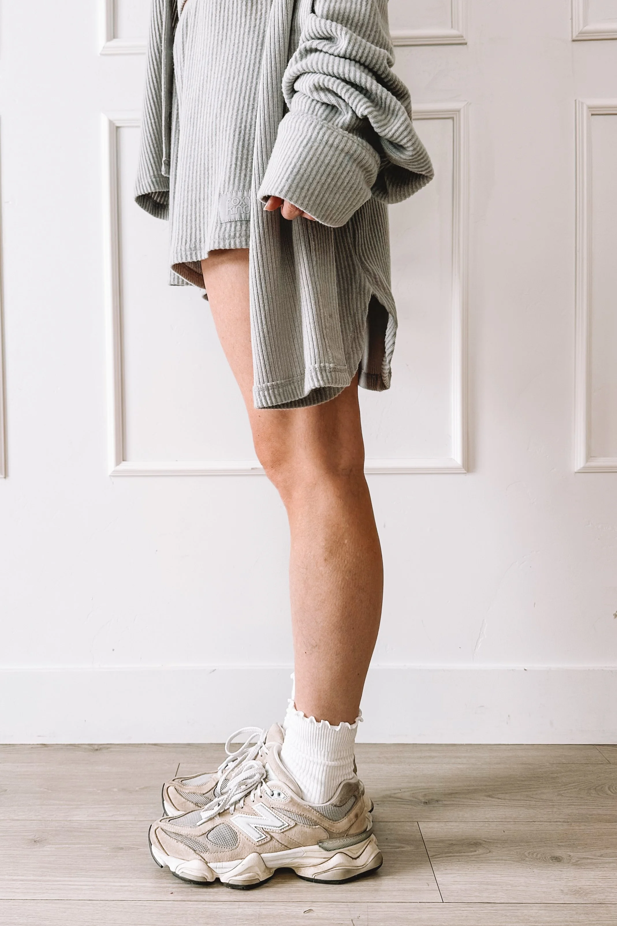 Grey Ribbed 3 Piece Matching Set Outfit Ideas Summer 2025