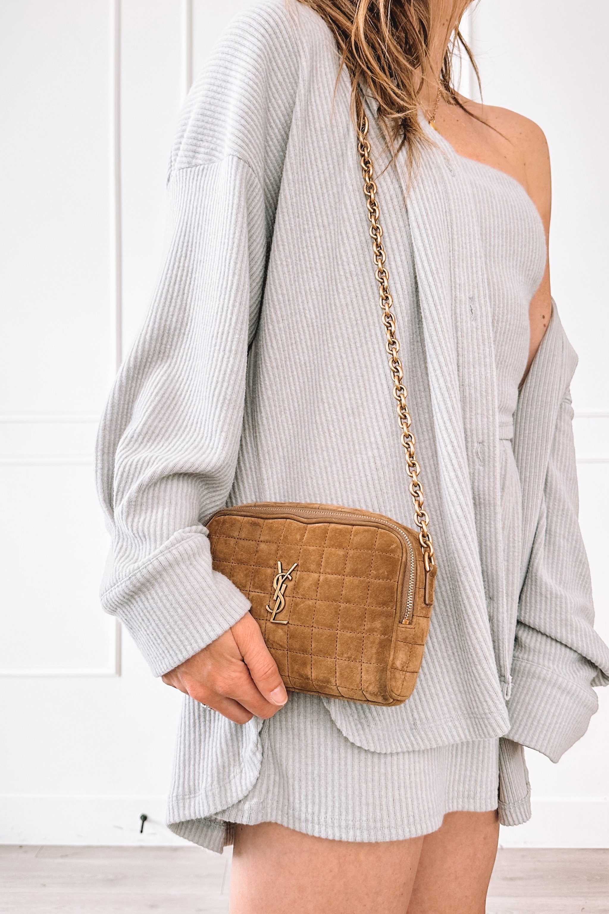 Everyday Mom Outfit Ideas Grey Ribbed Matching Set