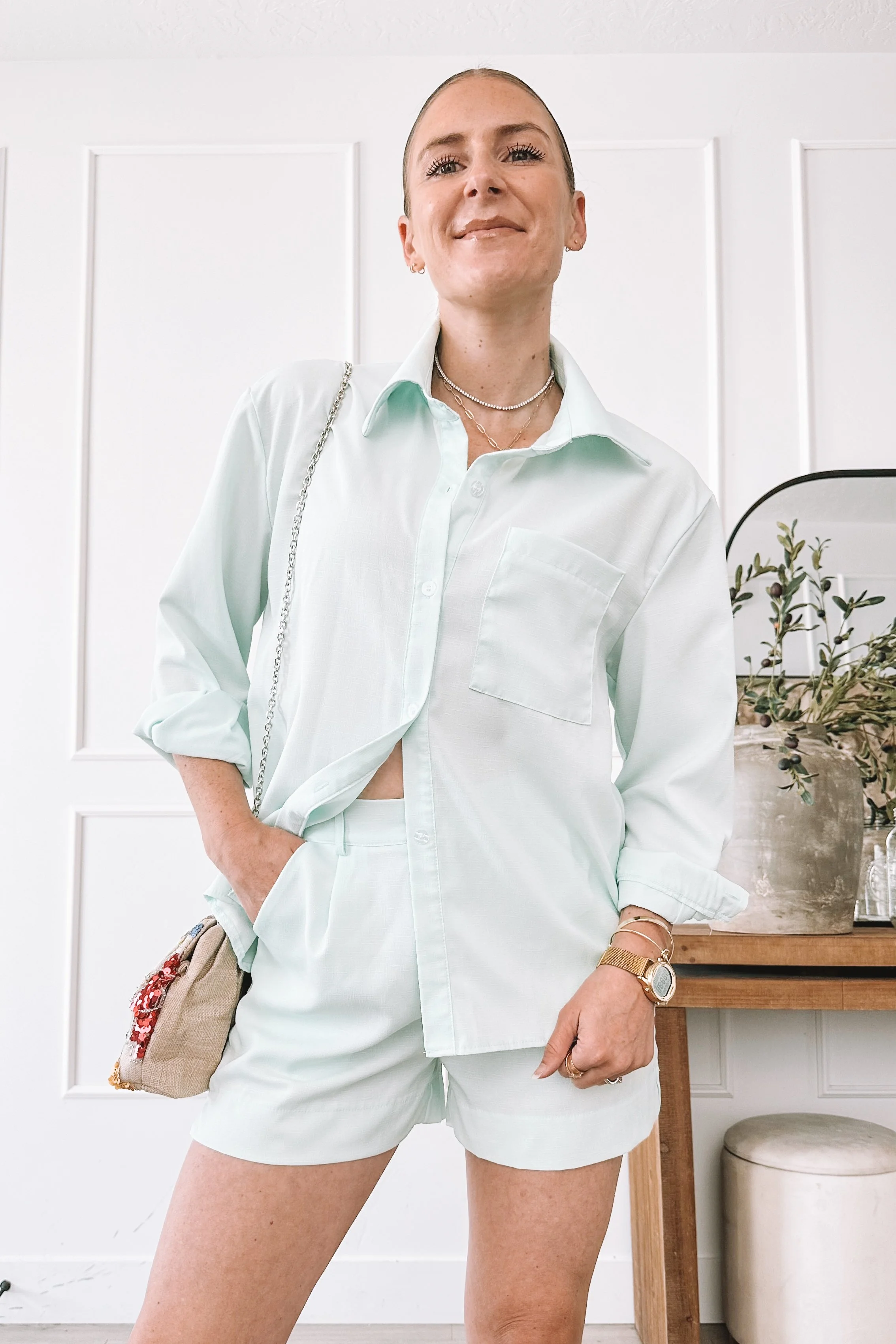 Chicwish Mint Shirt and Shorts Matching Set Summer 2026