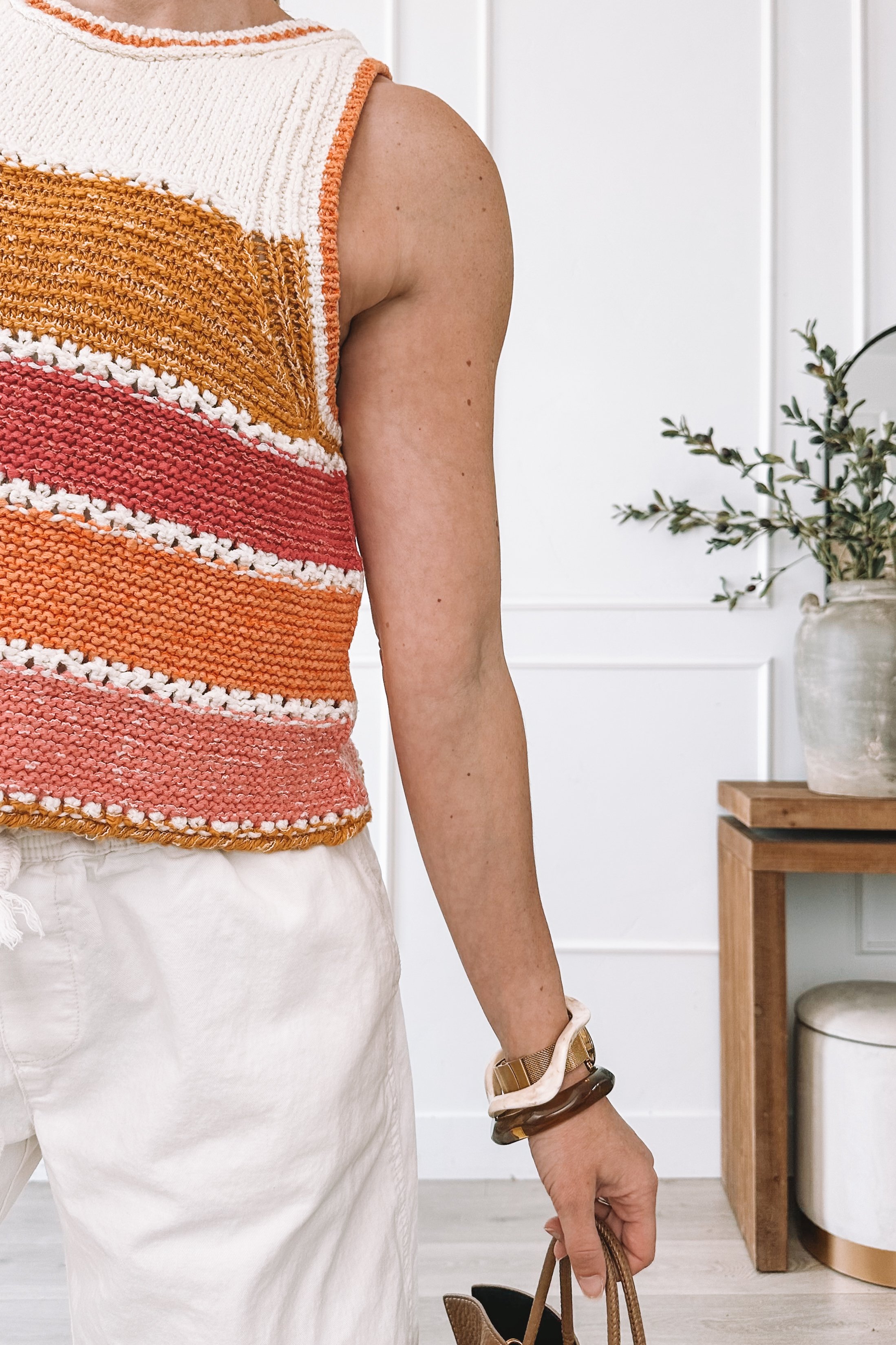 Everyday Mom Outfit Ideas Summer Crochet Top and Linen Pants