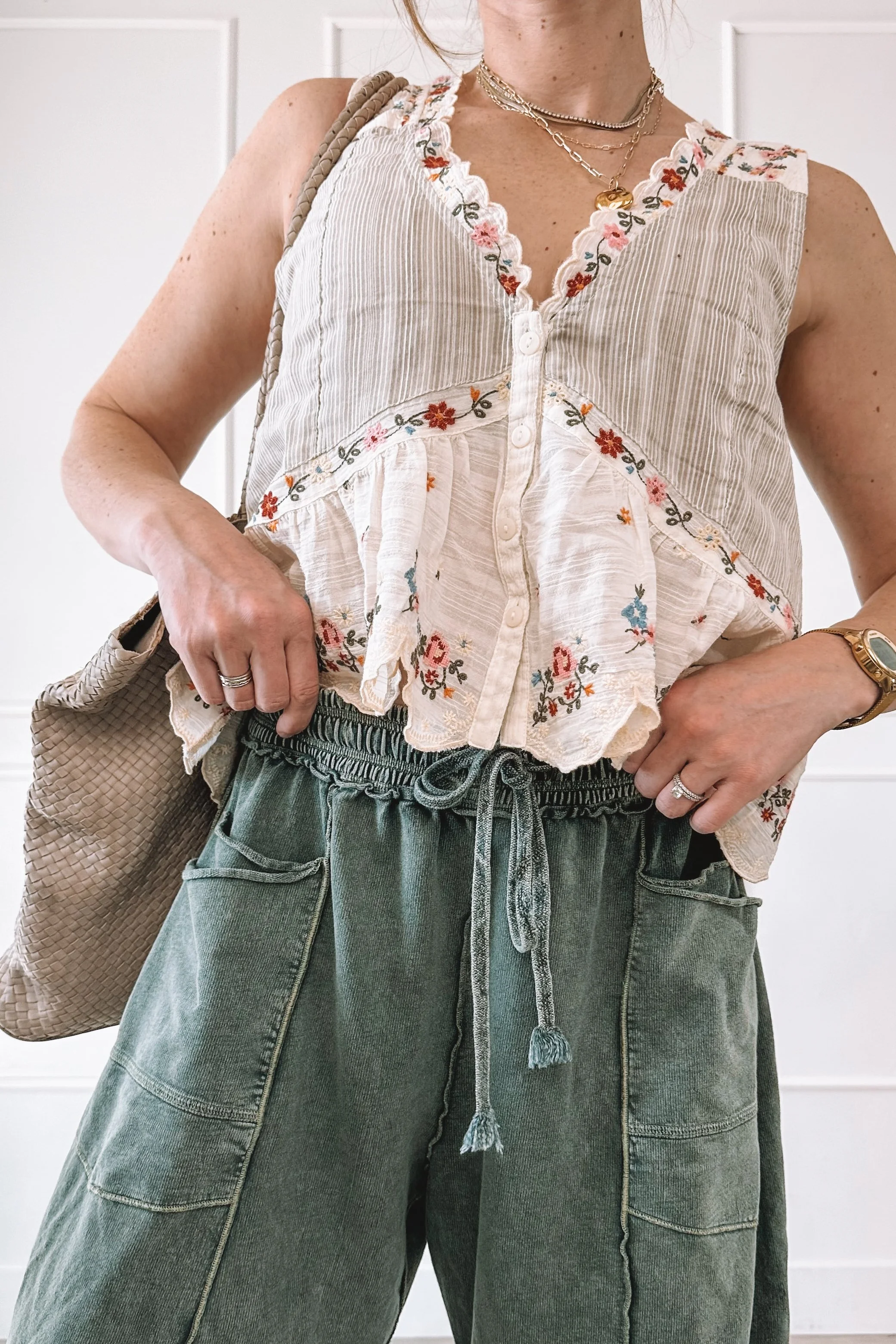 Free People Floral Top and Wide Leg Pants Everyday Outfit Women 2026