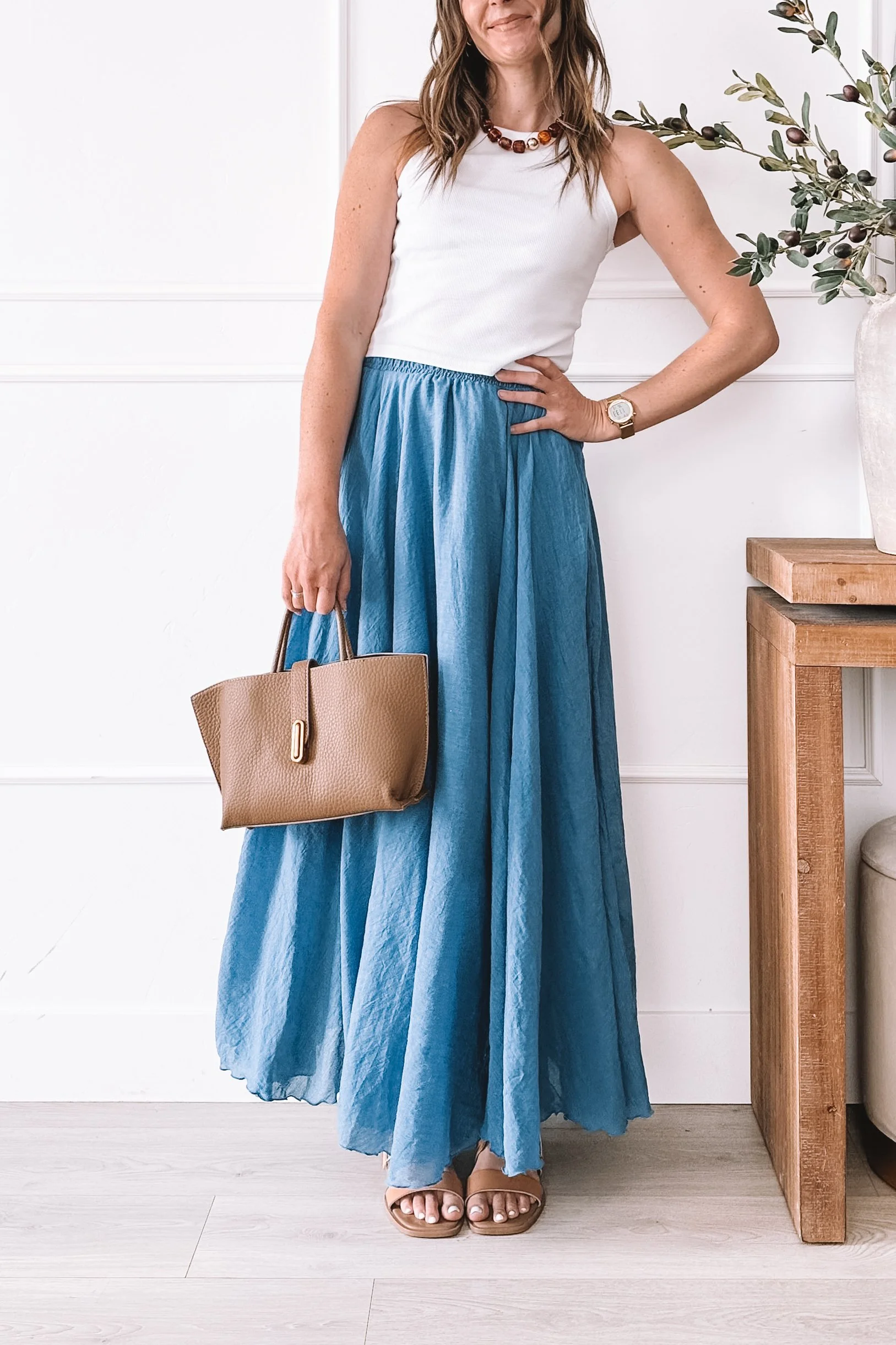 How to Style a Blue Maxi Skirt | Easy Summer Outfit Ideas for Moms