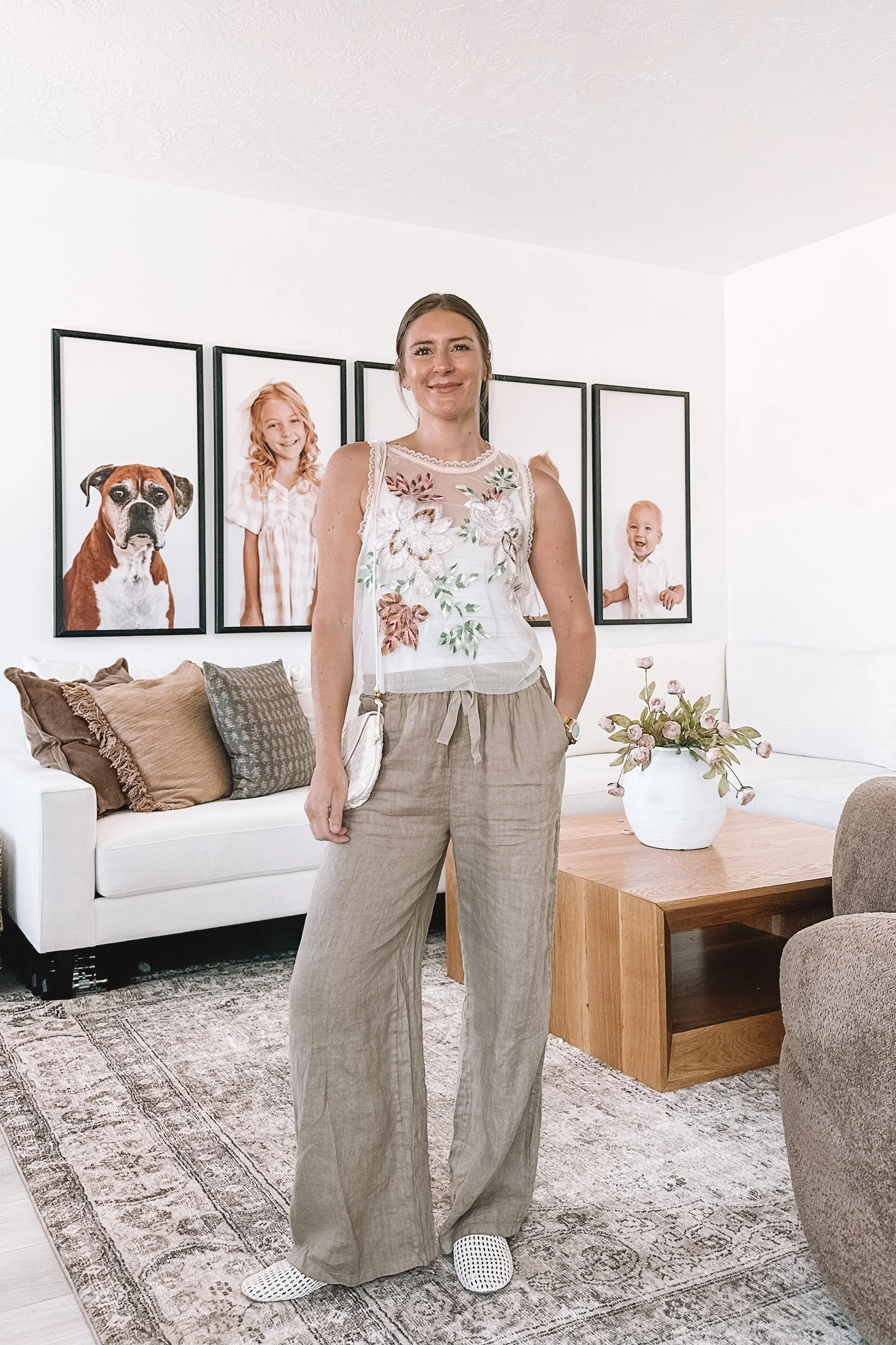 Wide Leg Linen Pants Summer Outfit For Moms