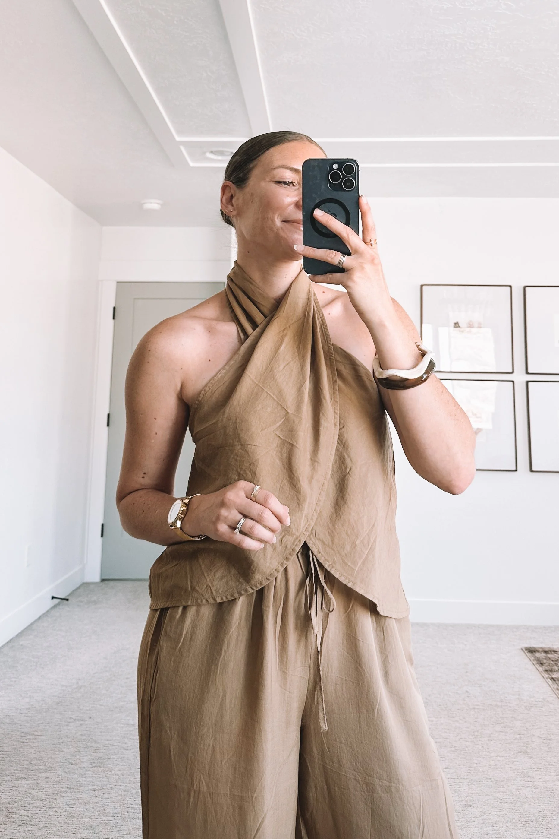Brown Tan Matching Set Outfit For Summer