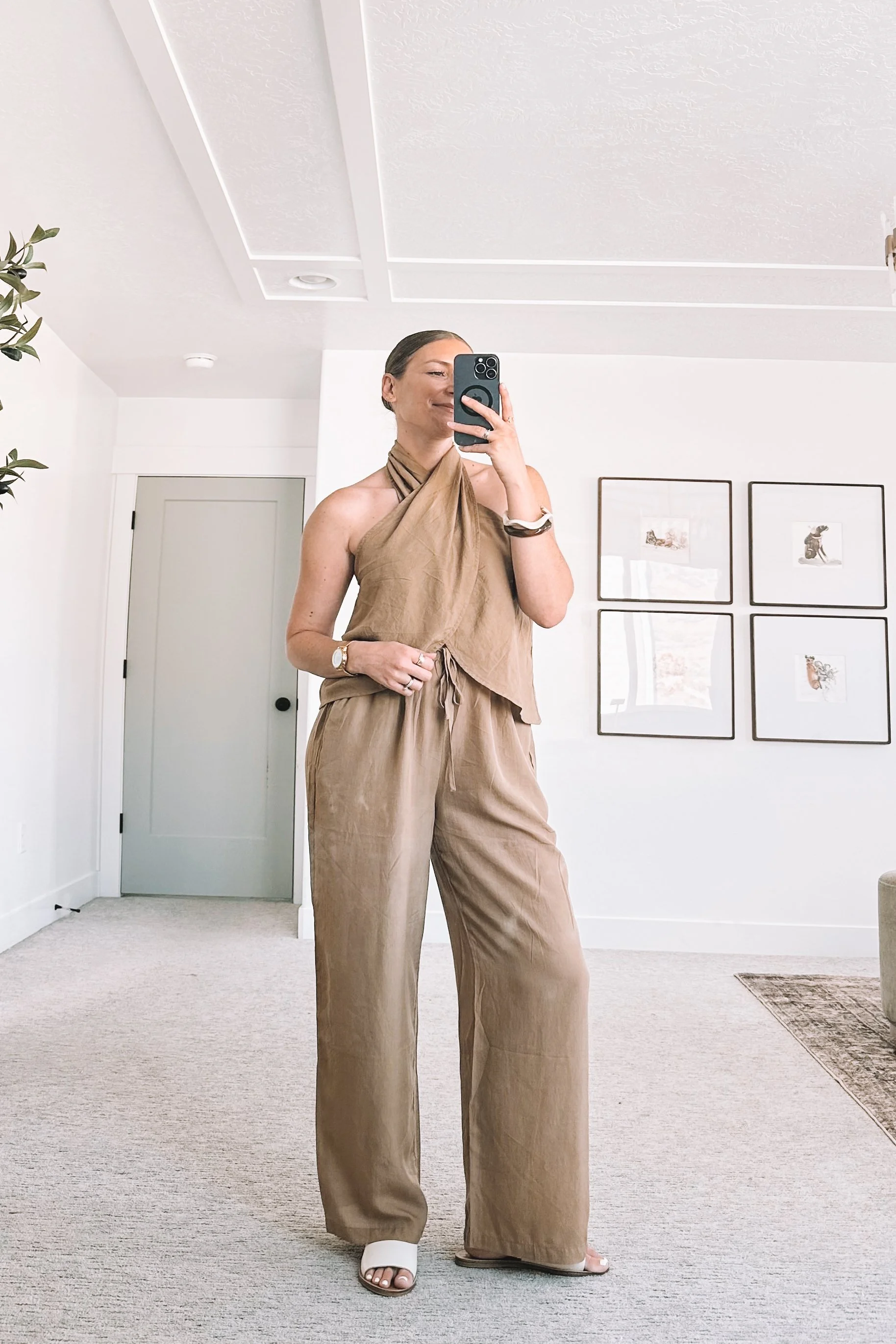 Brown Tan Matching Set Outfit For Summer