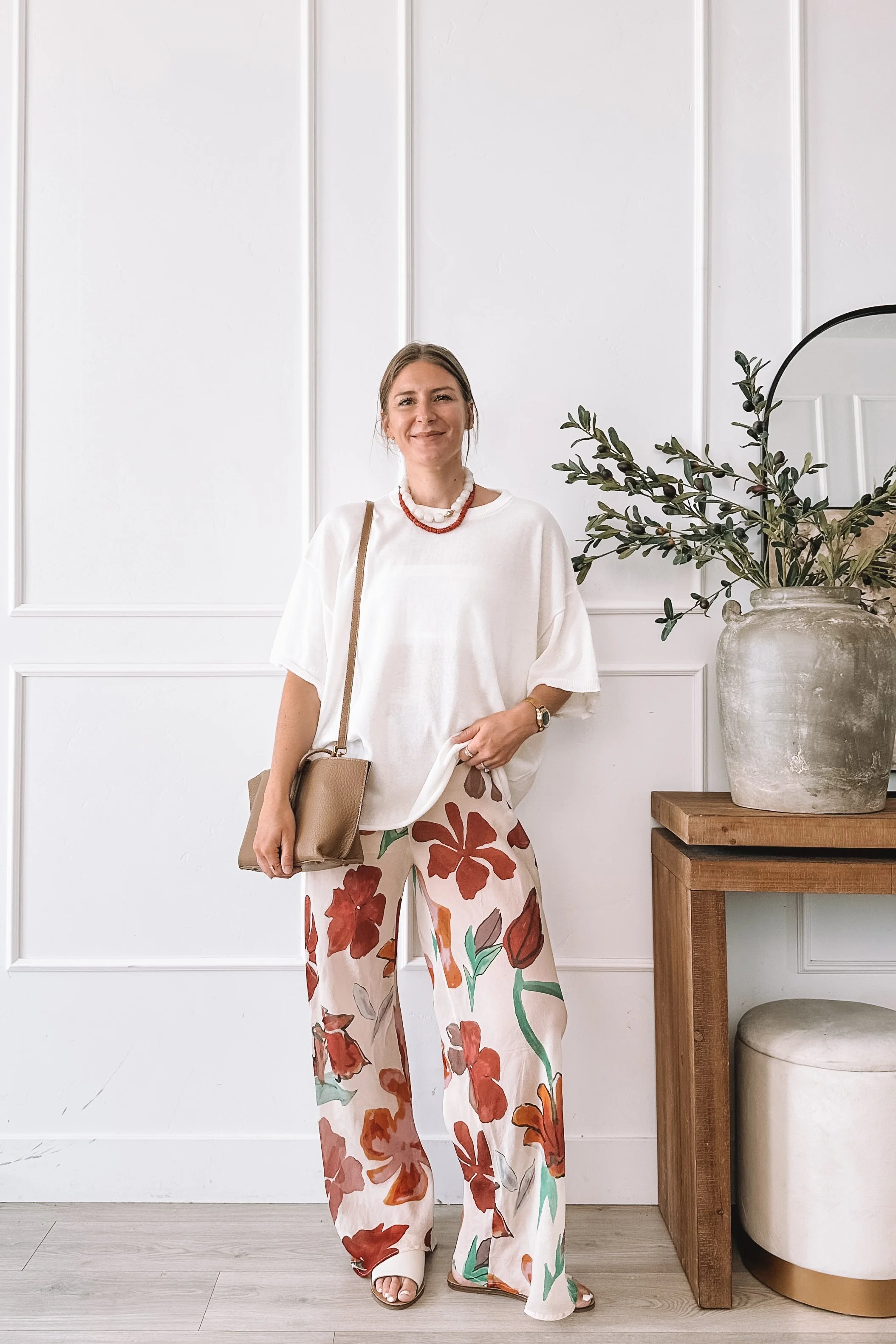 How To Style Floral Wide Leg Pants Summer Outfit