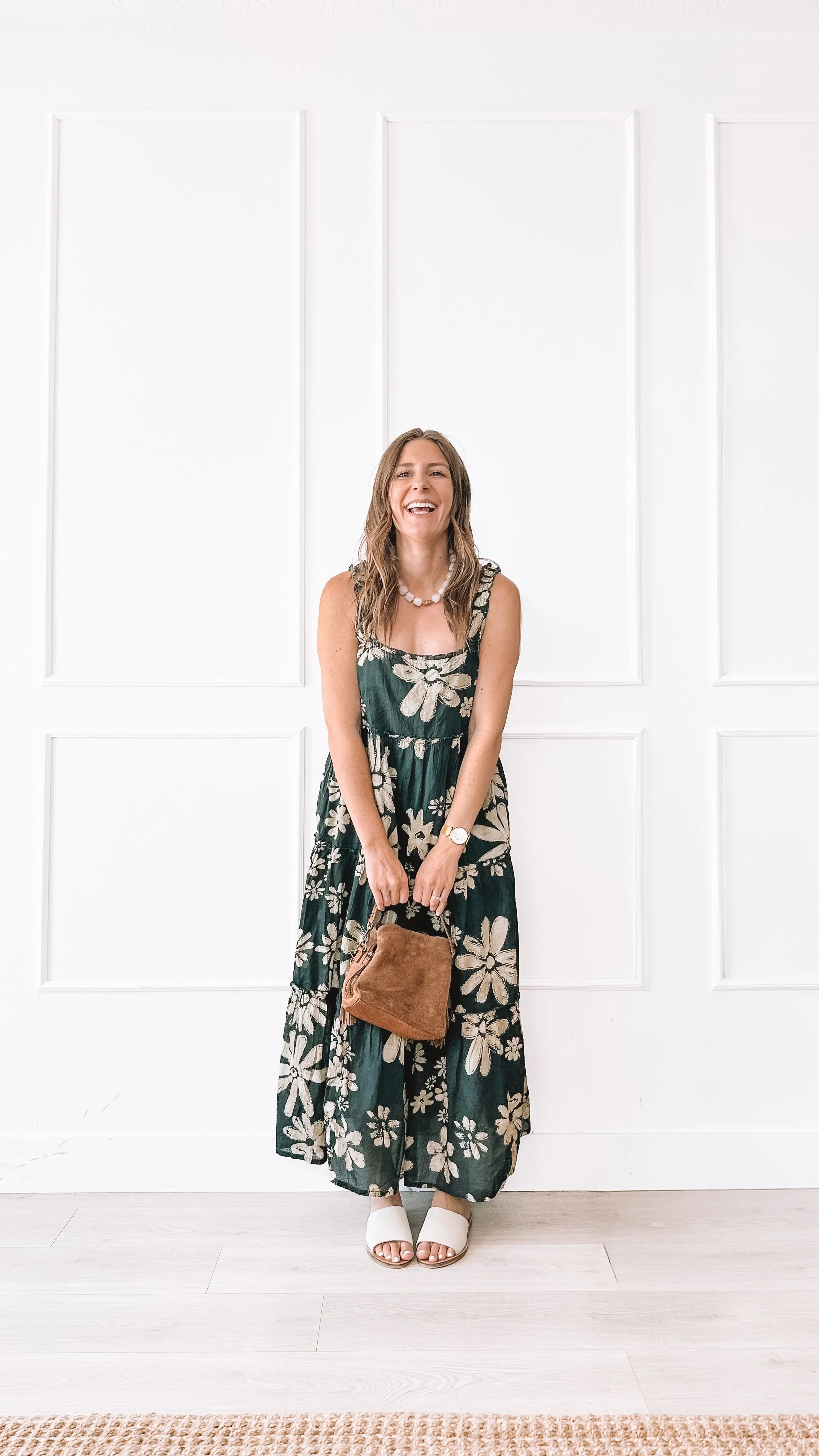 Navy Floral Maxi Dress Outfit