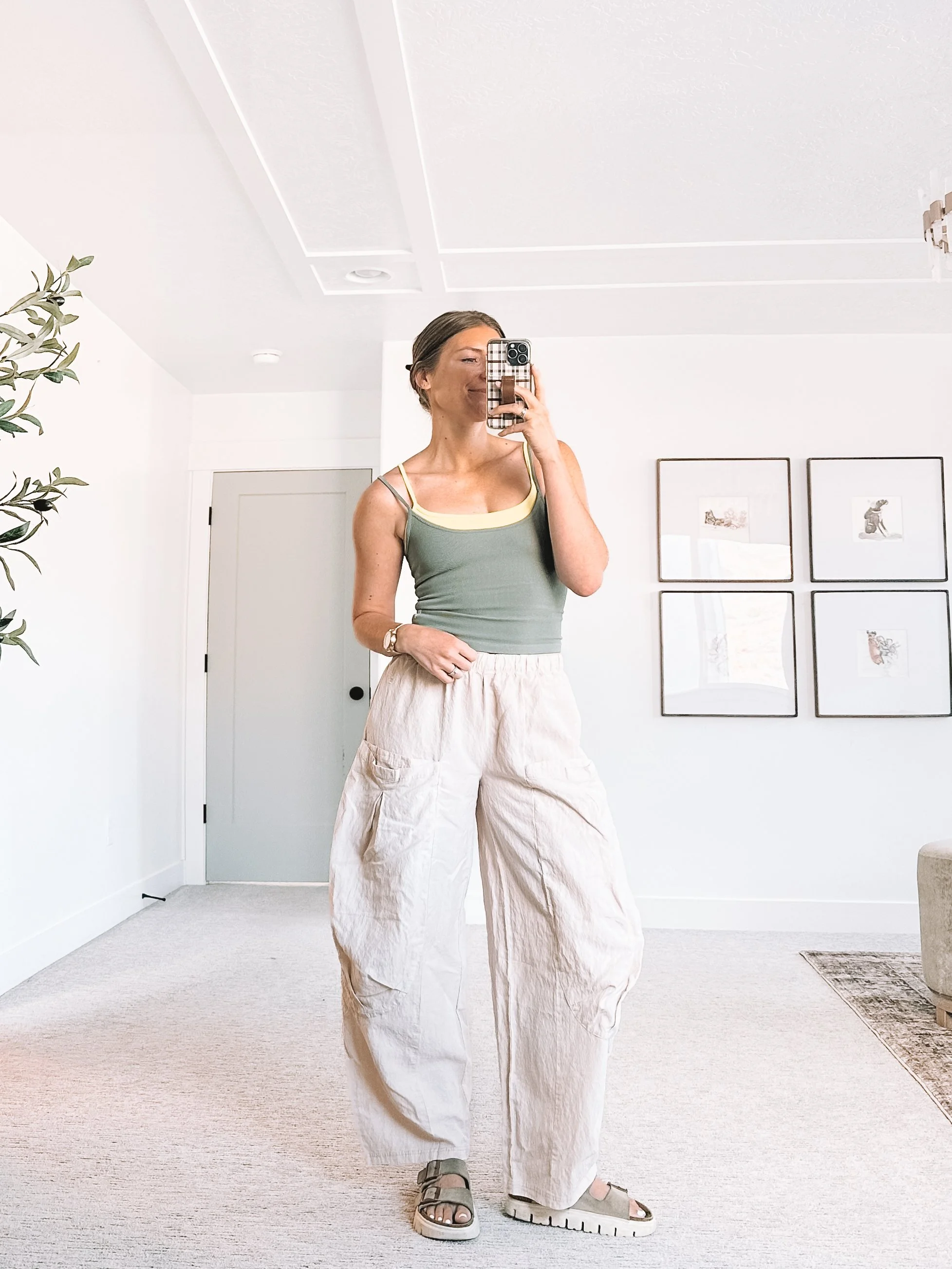 Linen Cargo Pants and Double Tank Summer Outfit