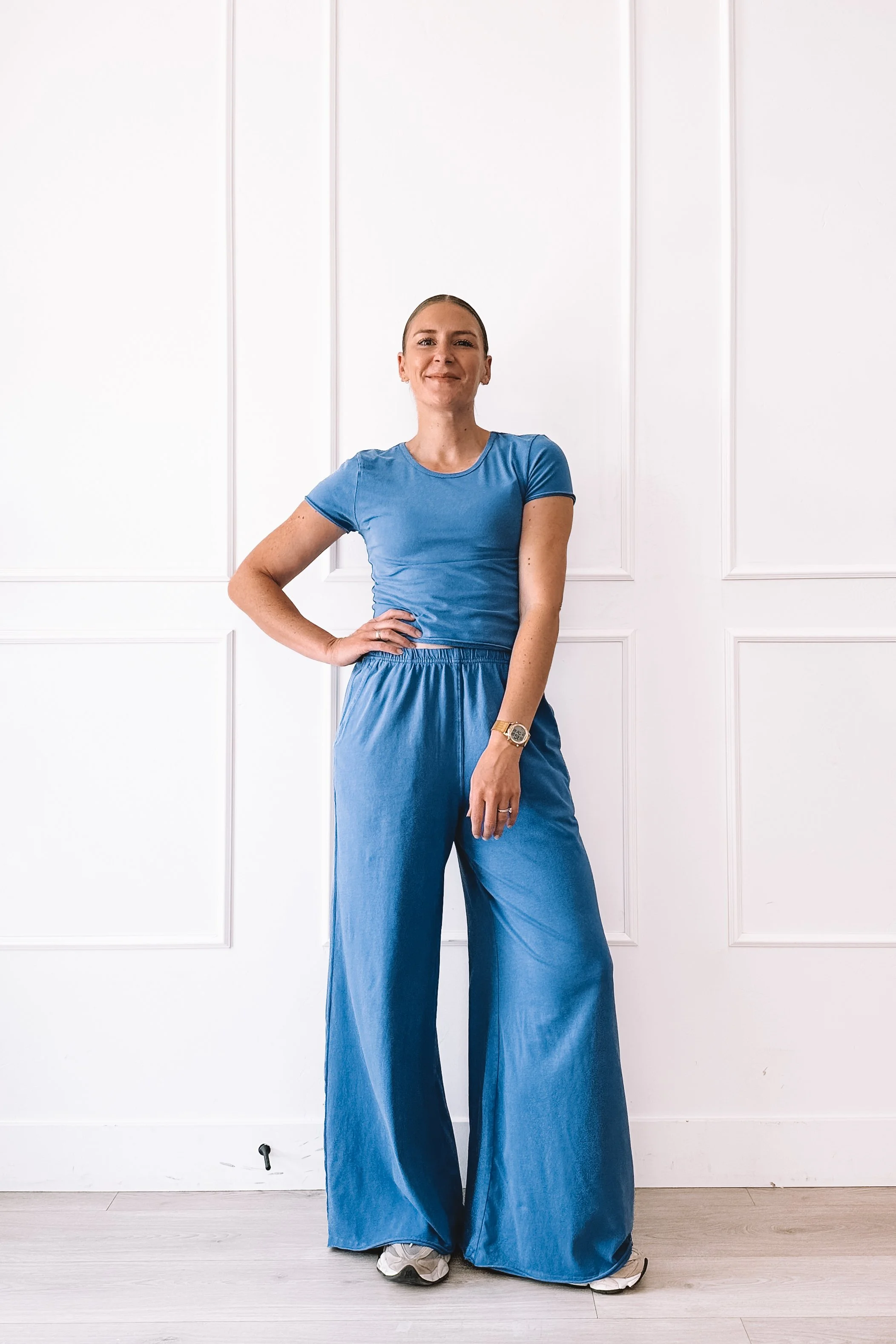 Blue Athleisure Matching Set Outfit