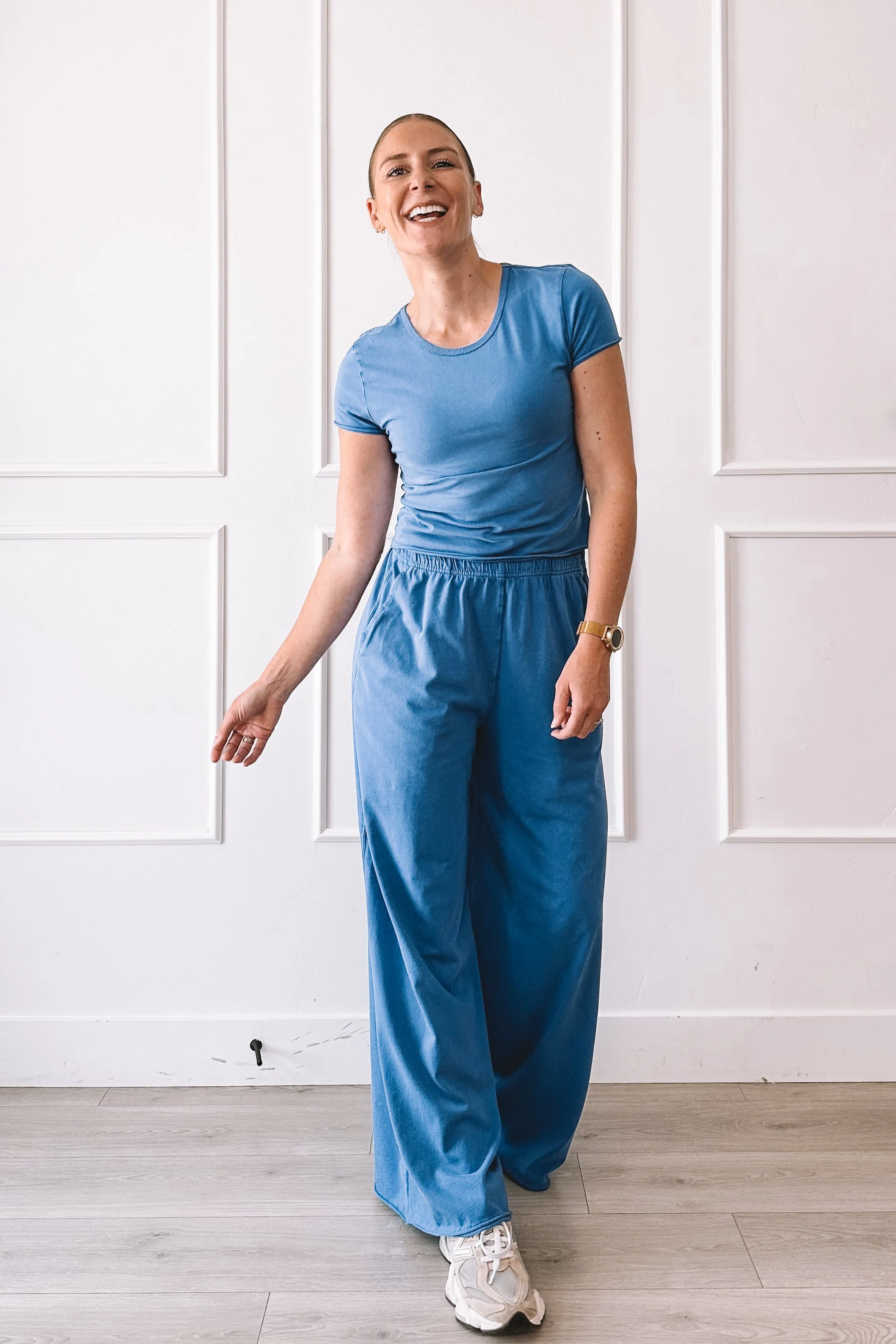 Blue Athleisure Matching Set Outfit
