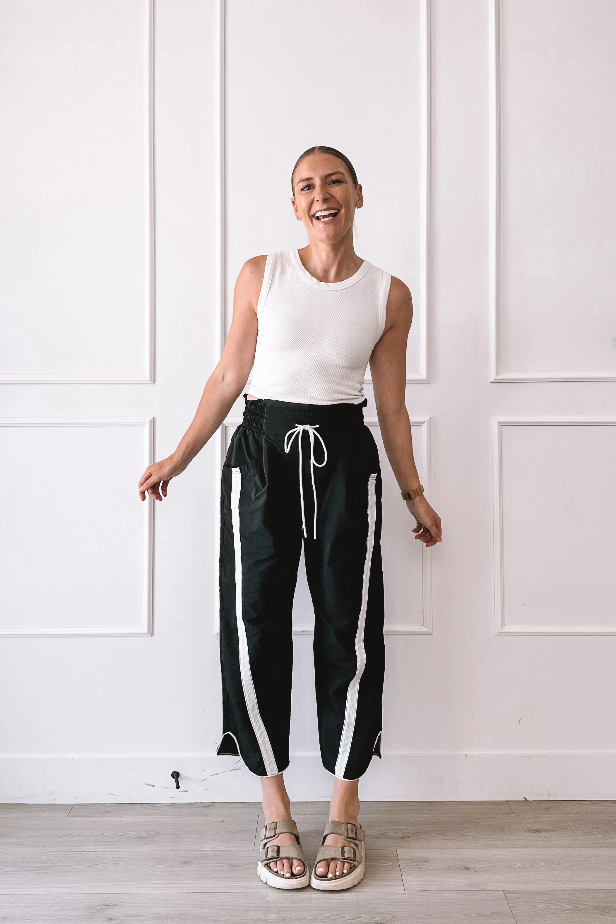 Black and White Tank and Pants Outfit