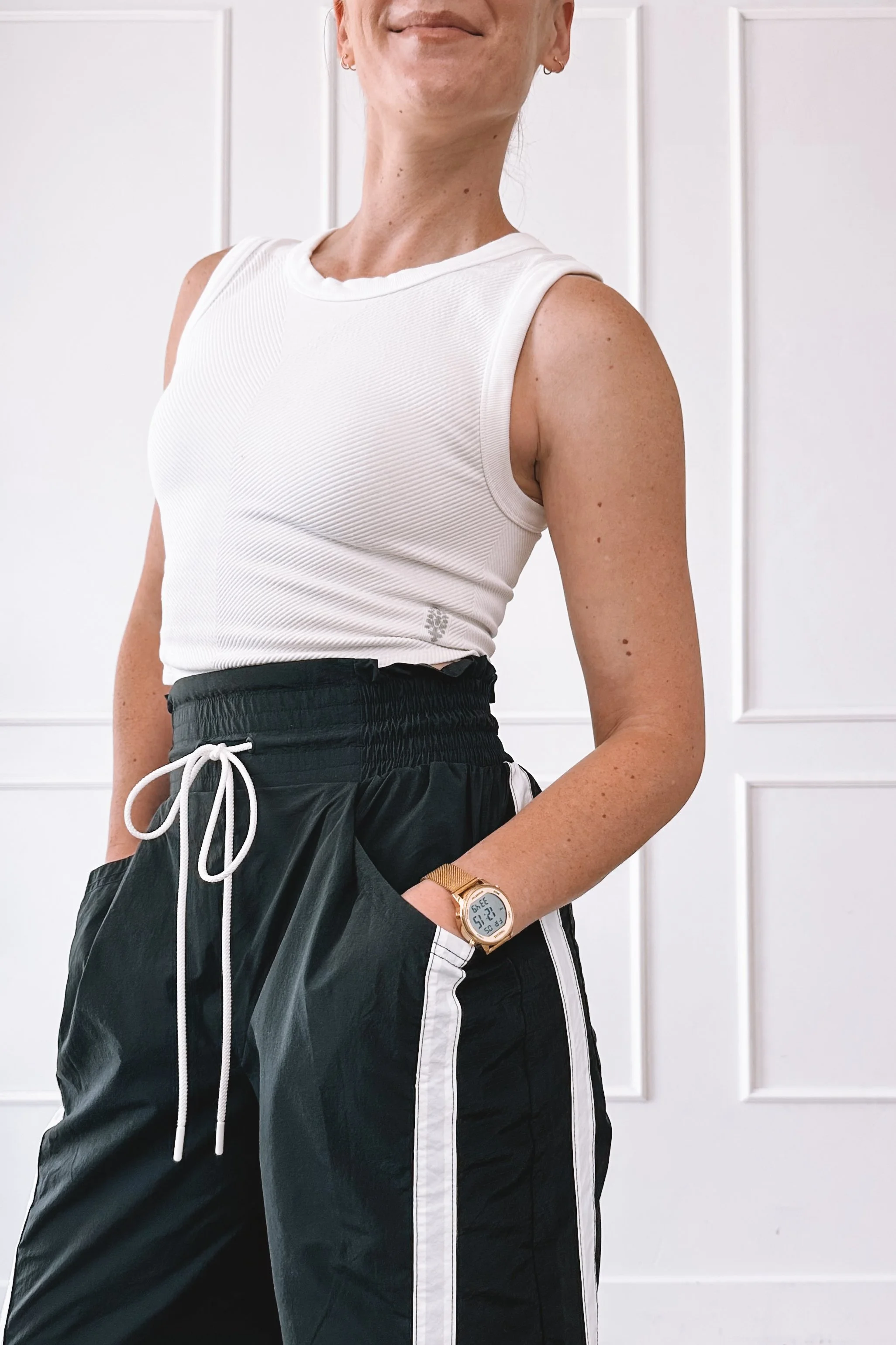 Black and White Tank and Pants Outfit