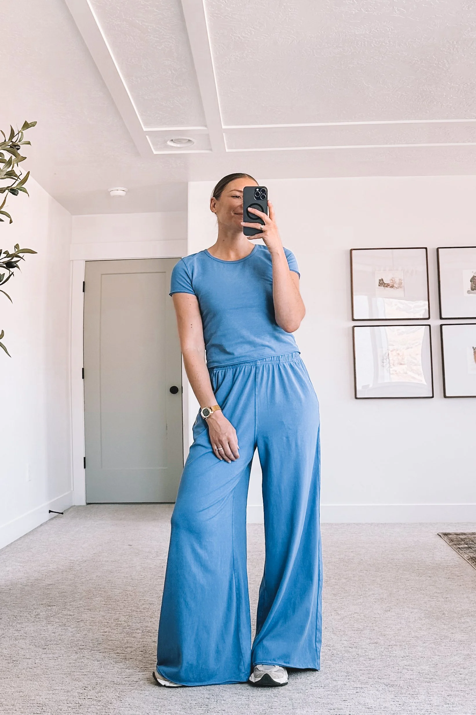 Blue Athleisure Matching Set Outfit