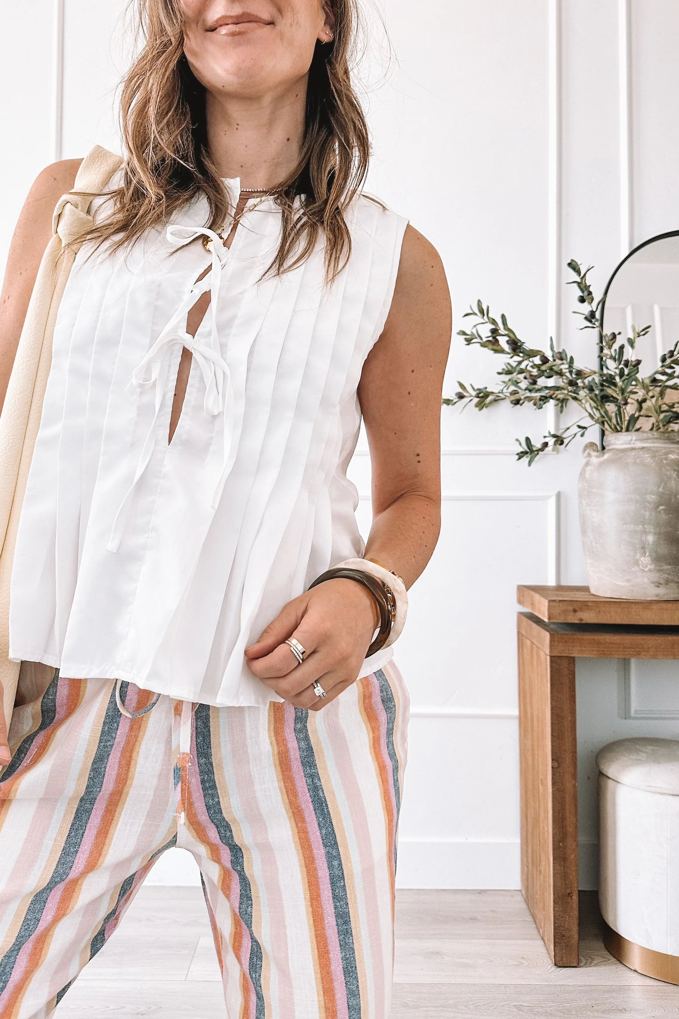Striped Linen Pants Outfit Summer