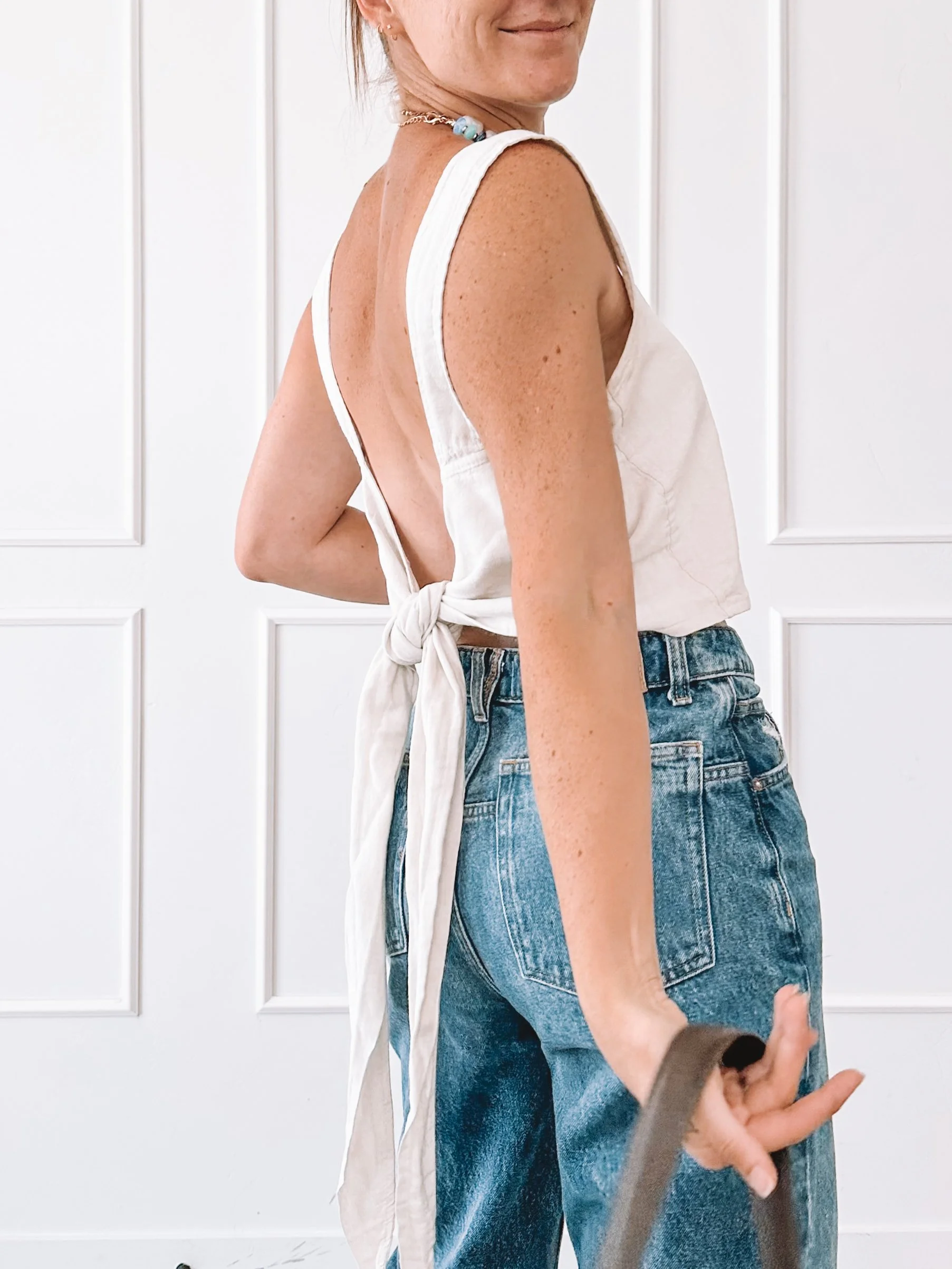 linen tie back top outfit
