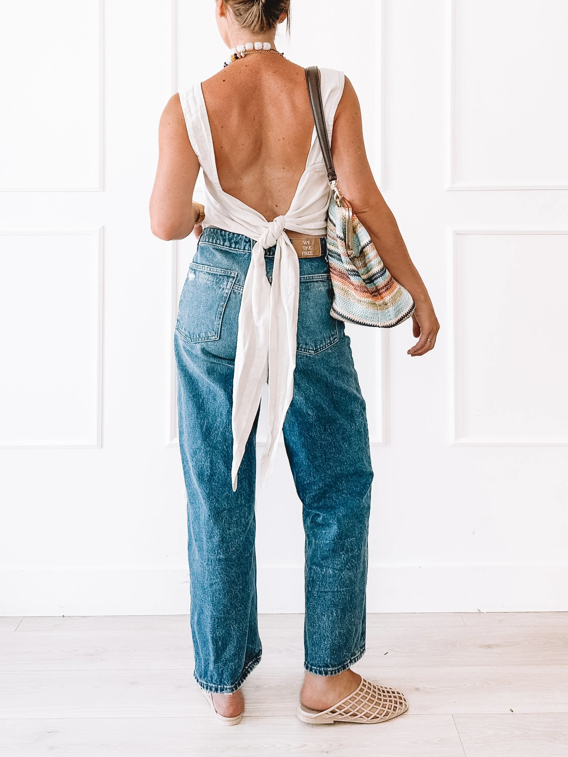 linen tie back top outfit