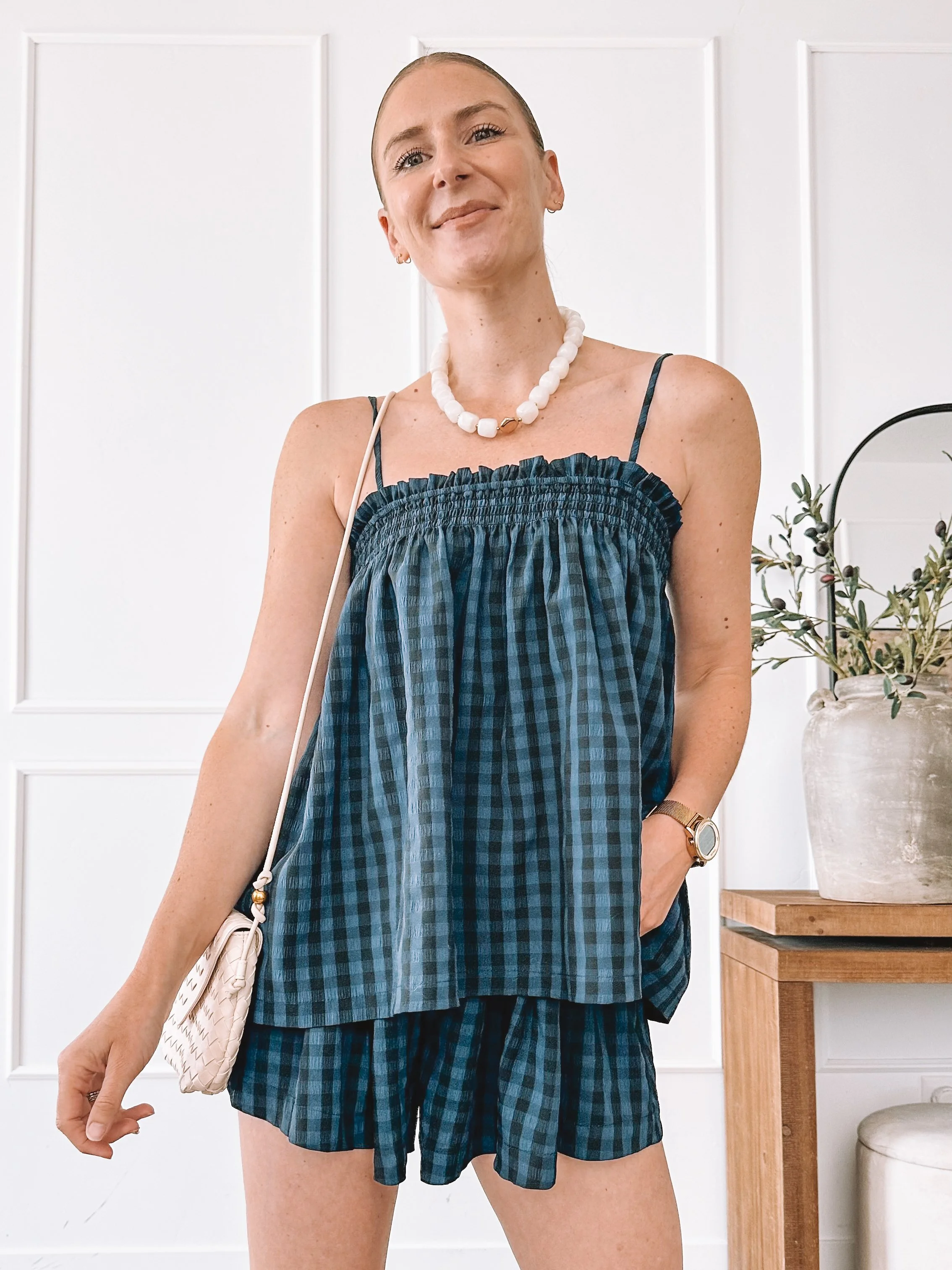 Darling Loungewear Navy Gingham Set Size Small