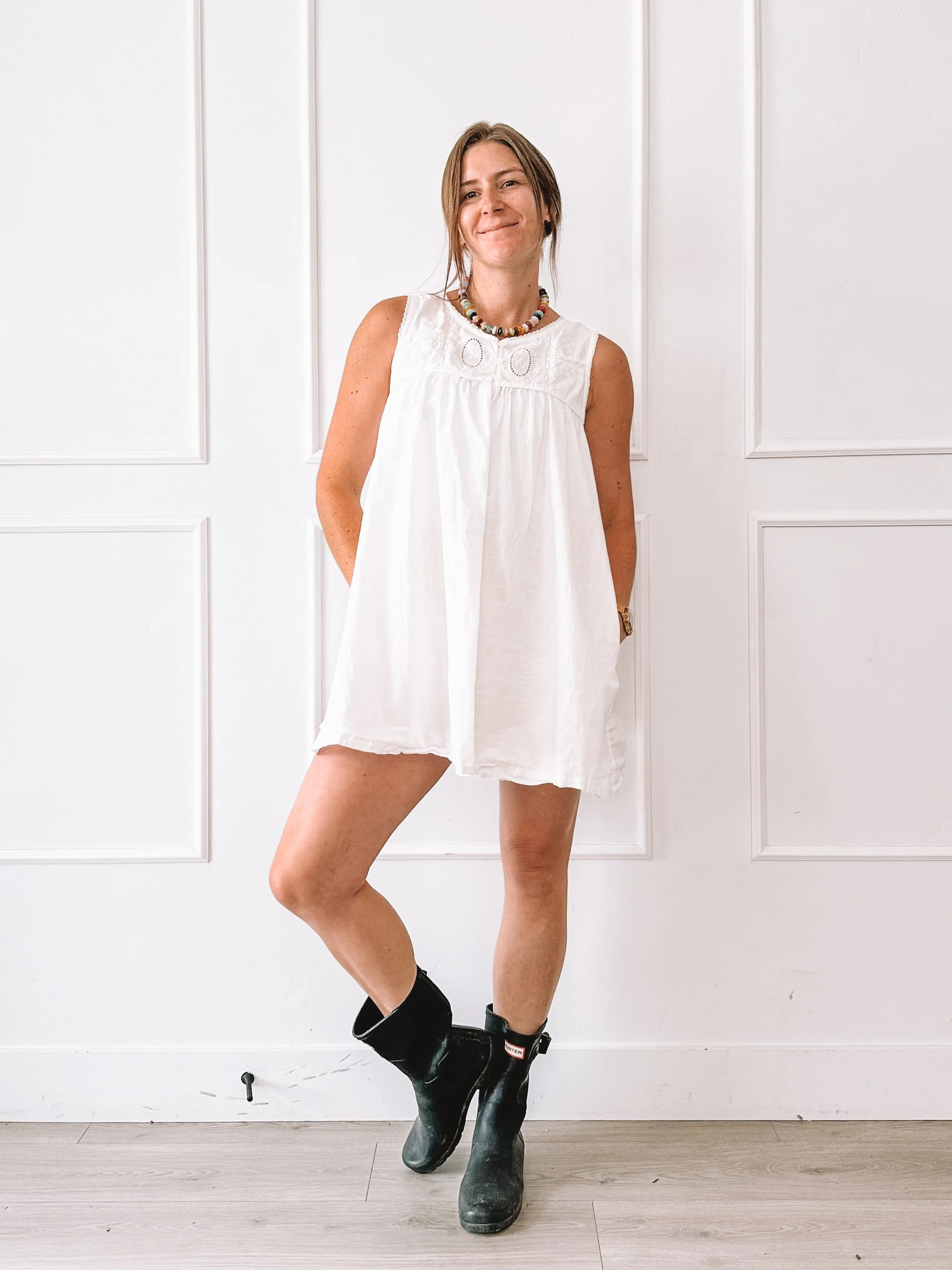 White Dress with Boots: My Easiest Everyday Summer Outfit