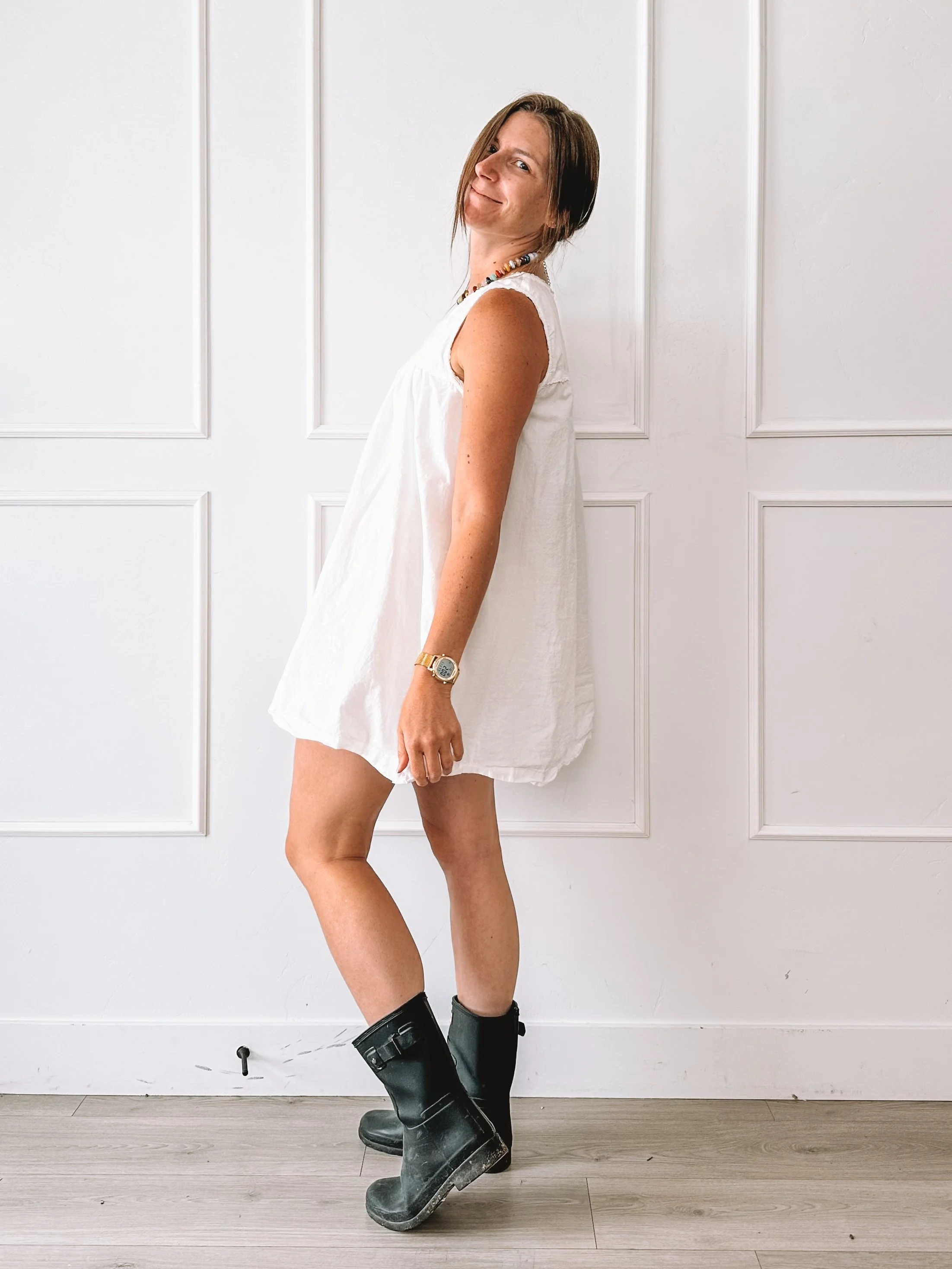 White Dress with Boots: My Easiest Everyday Summer Outfit