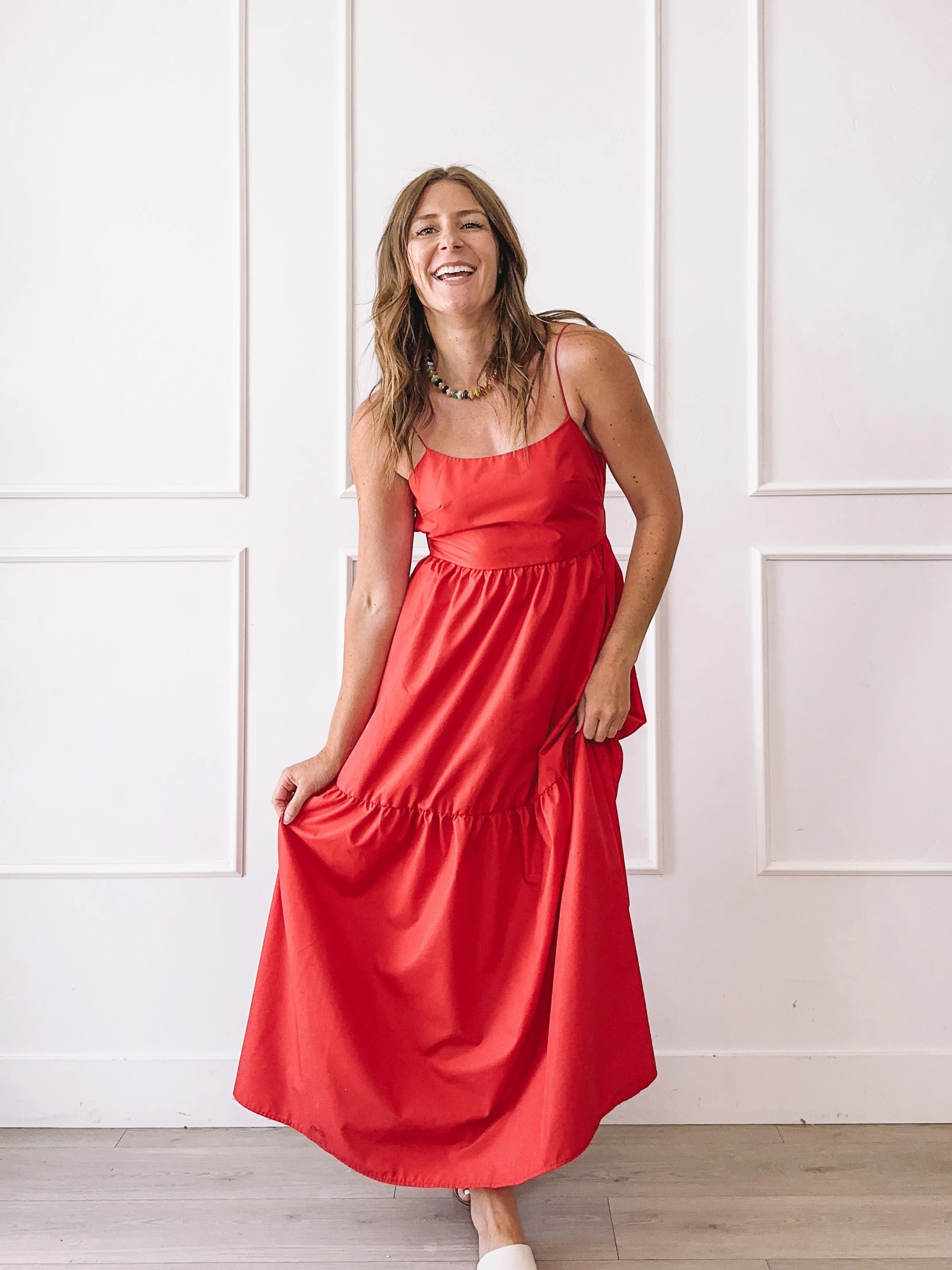 Red Tiered Maxi Dress