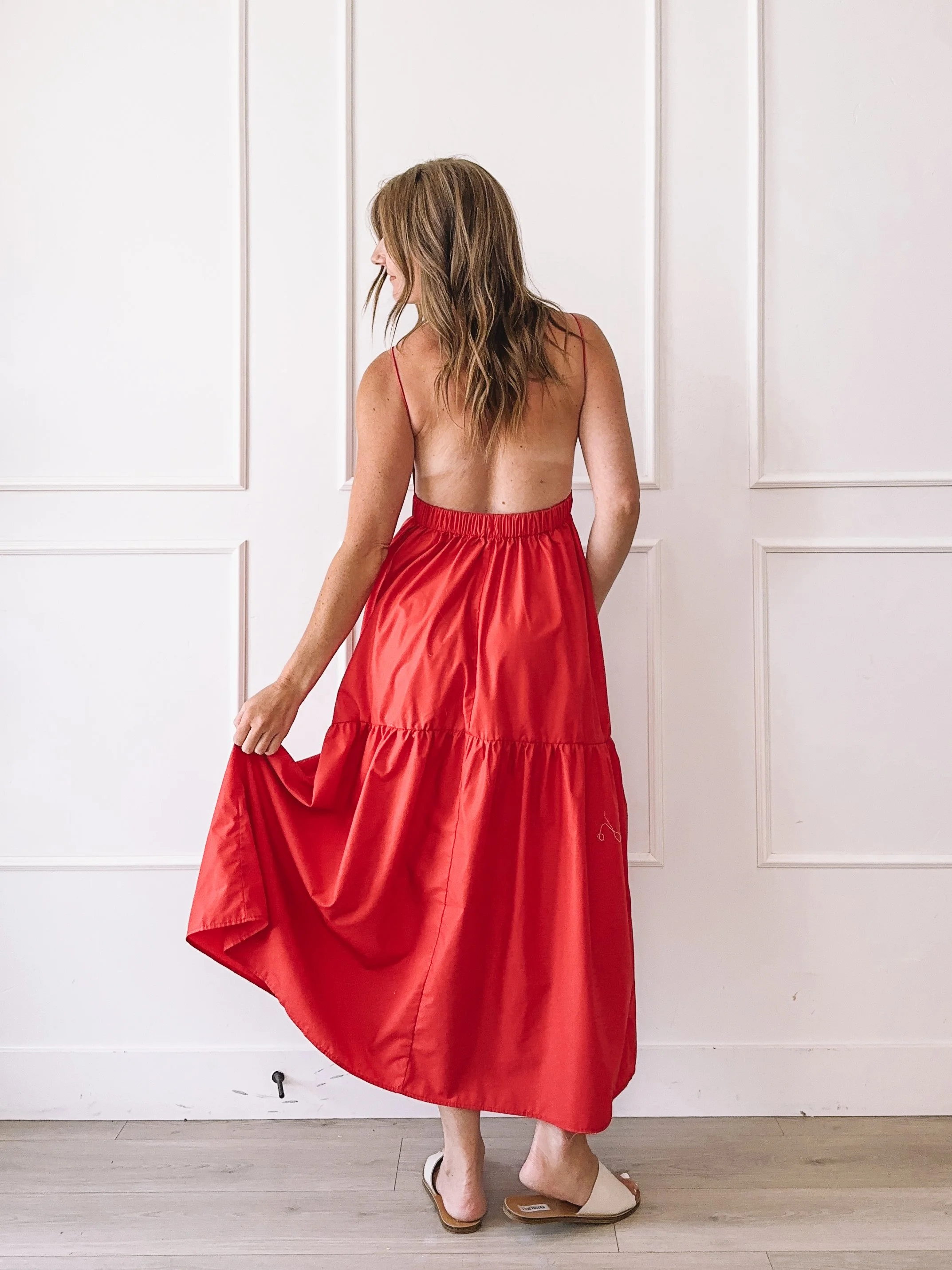 Open Back Red Maxi Dress from Commense