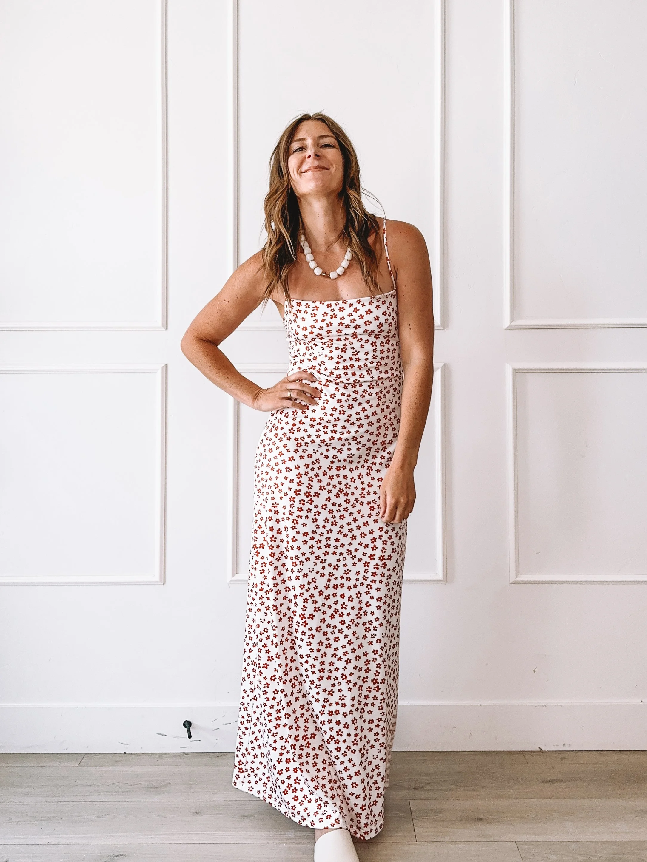 Floral Maxi Dress Lace Up Back