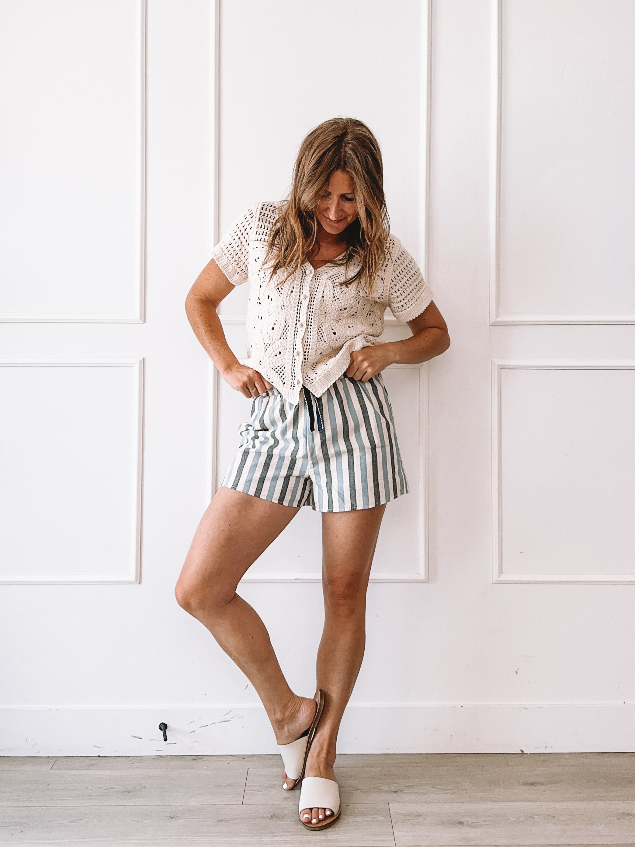 Everyday Summer Outfit Ideas Crochet Top Striped Shorts