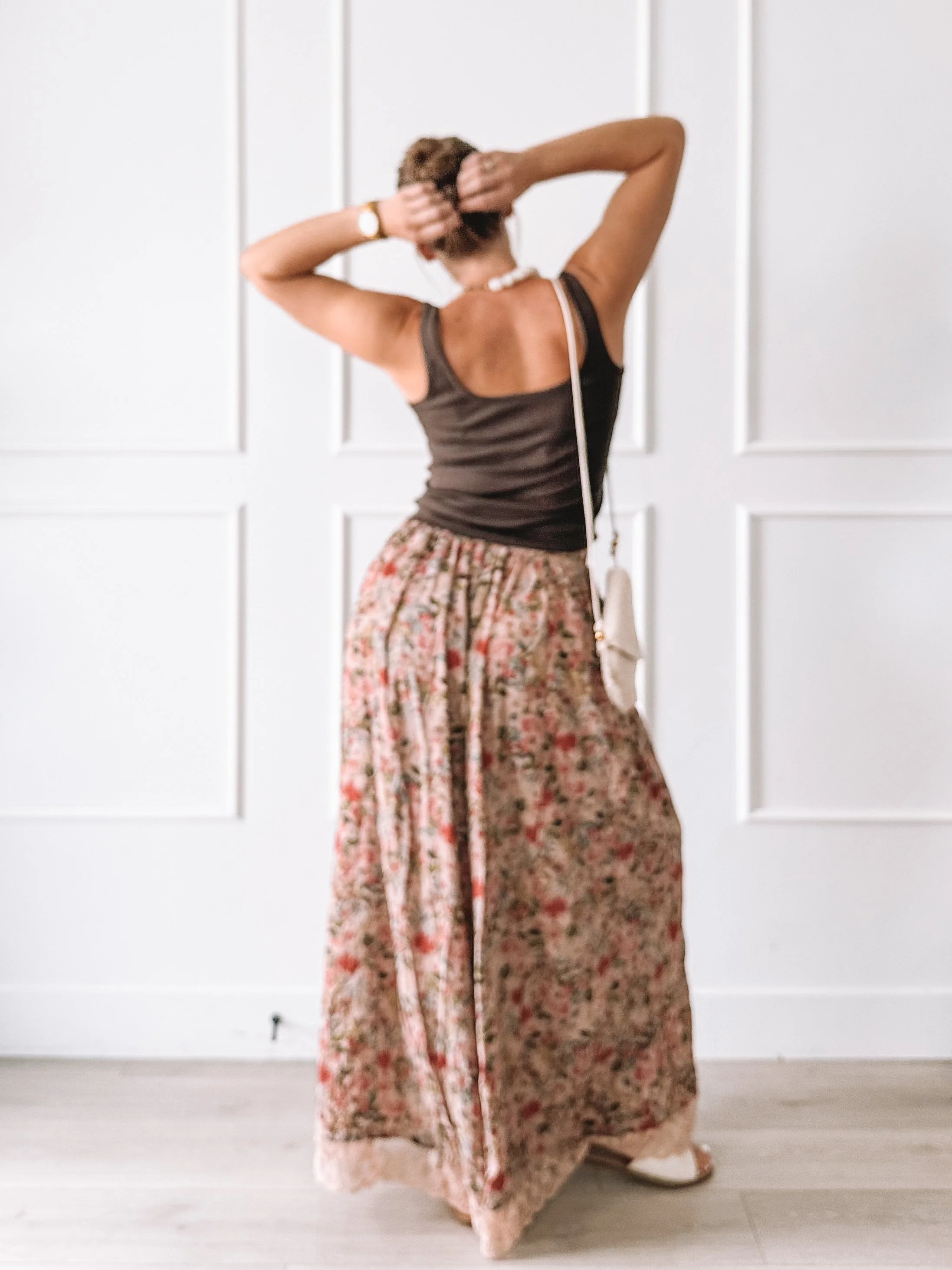 Wide Leg Floral Pants Everyday Outfit Idea