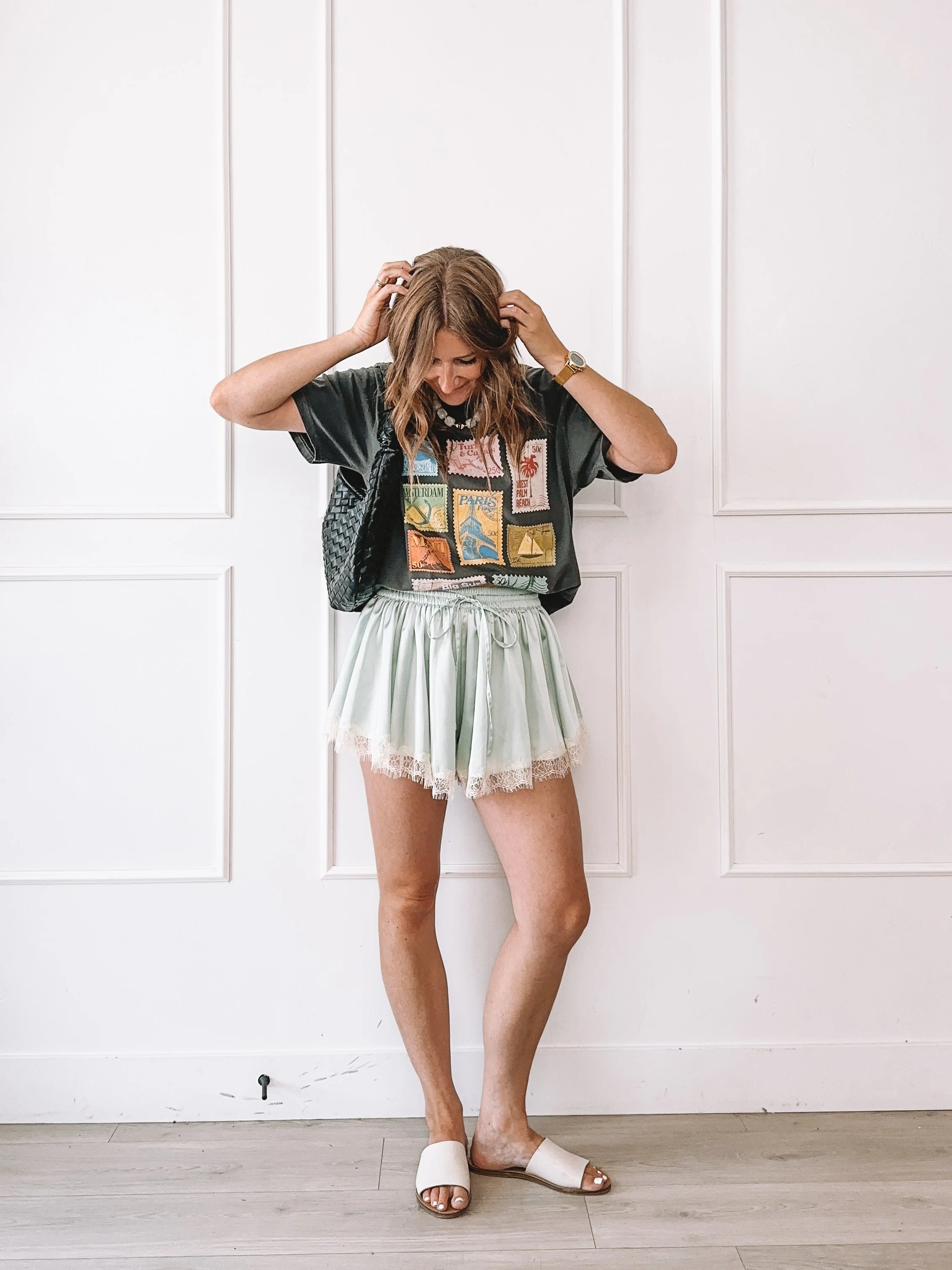 Lace Satin Shorts Summer Outfit Ideas