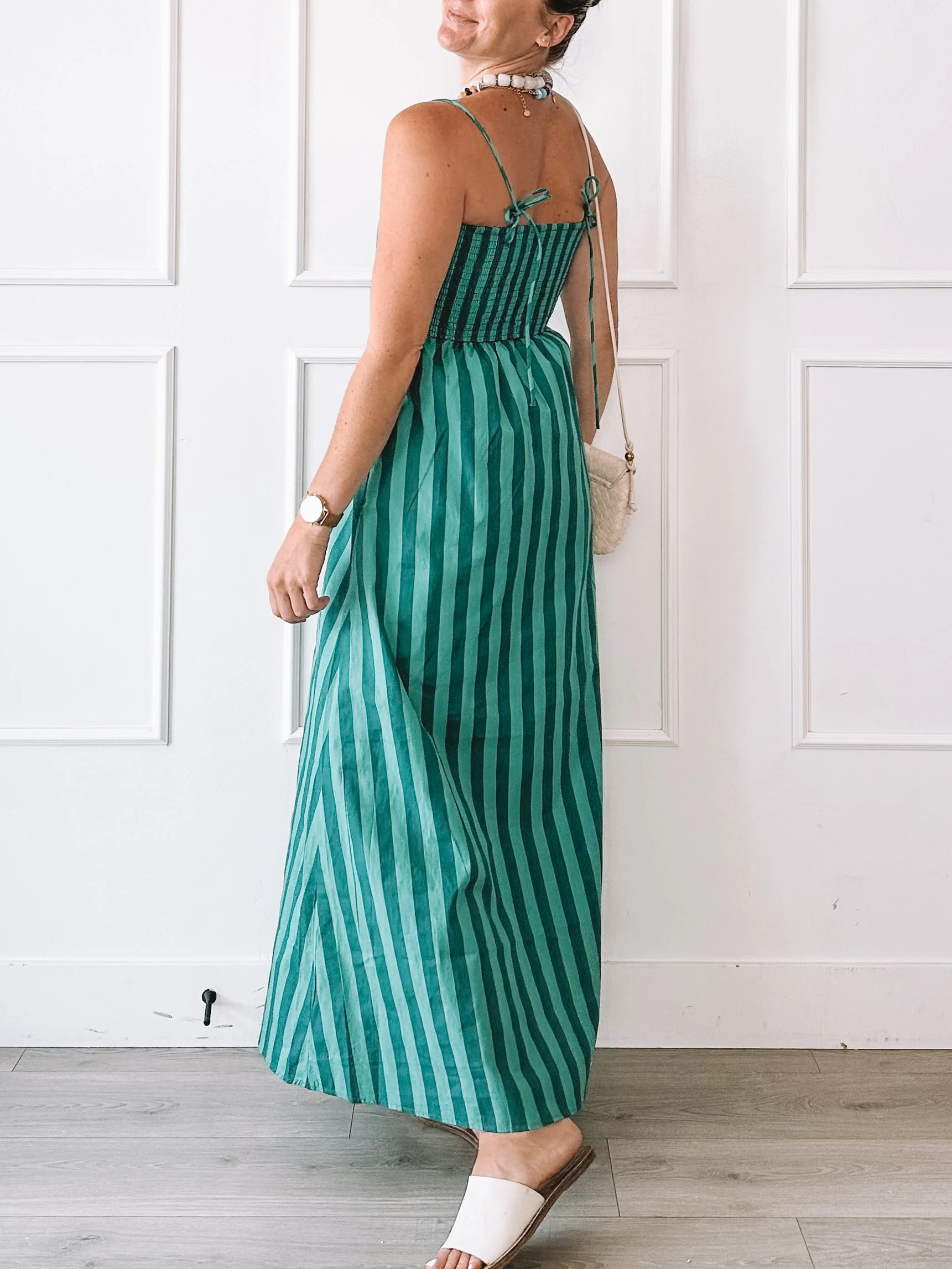 Turquoise Striped Maxi Dress Summer Outfit Idea