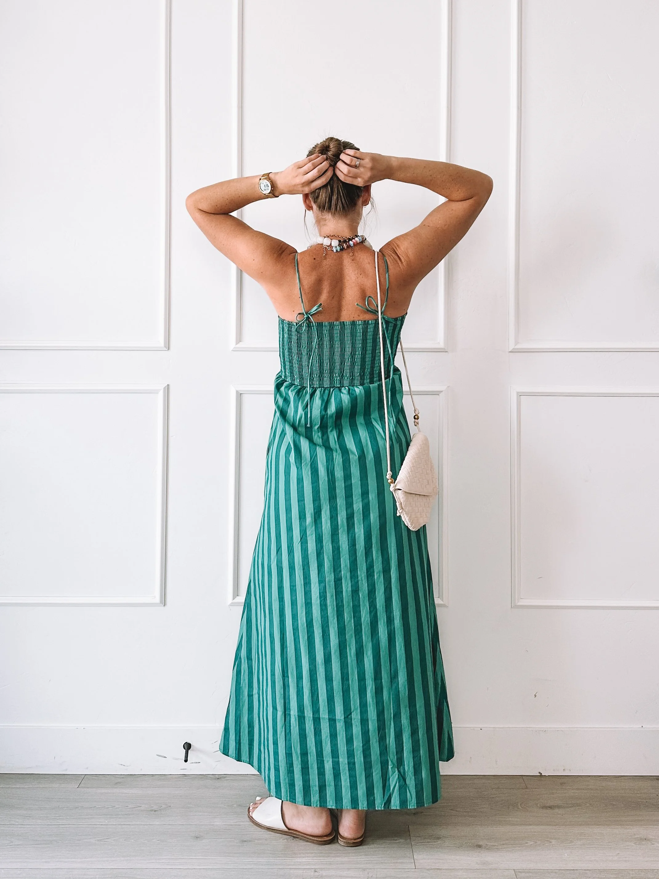 Striped Maxi Summer Dress Outfit + Accessories