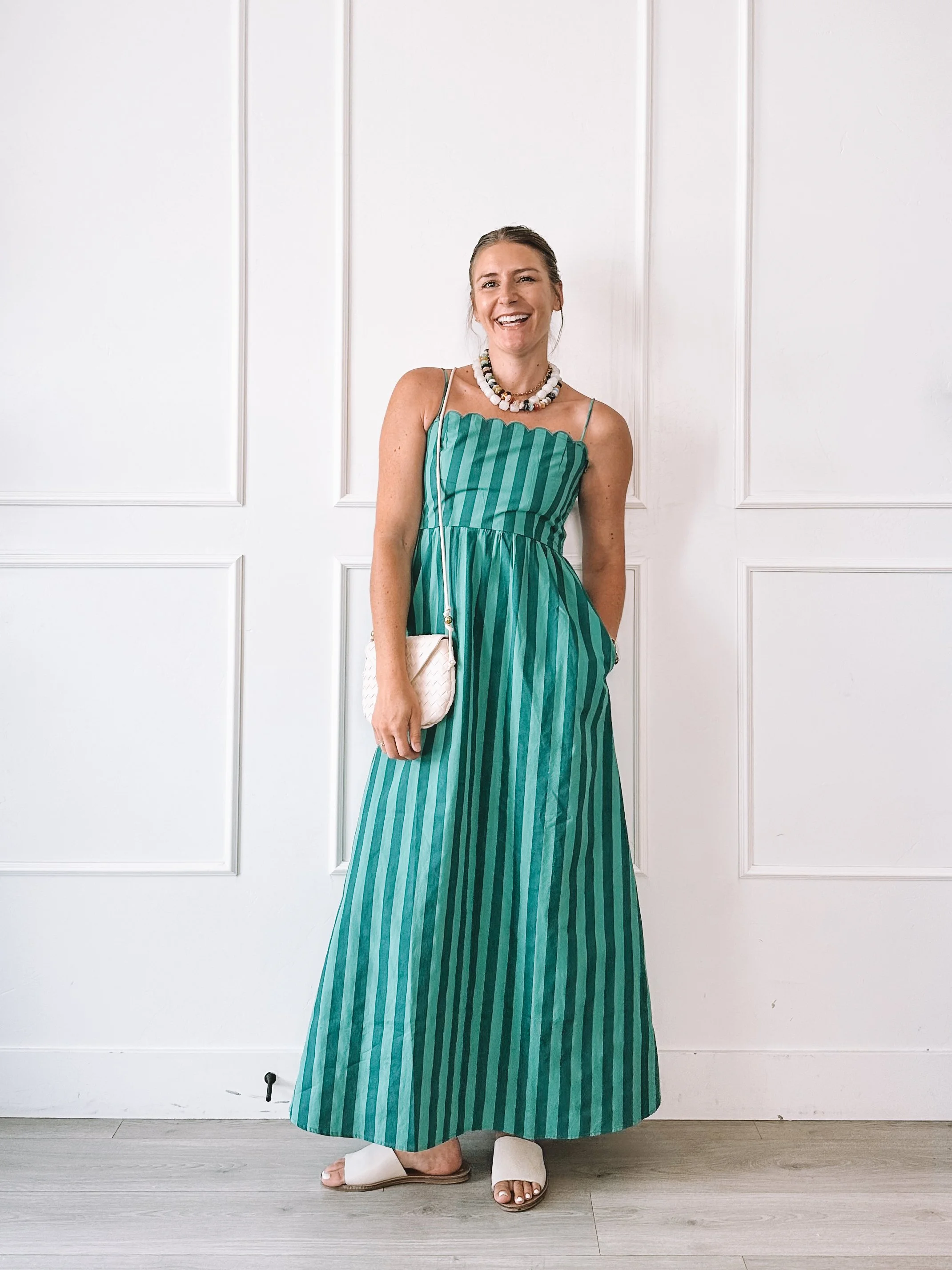 Striped Maxi Summer Dress Outfit + Accessories
