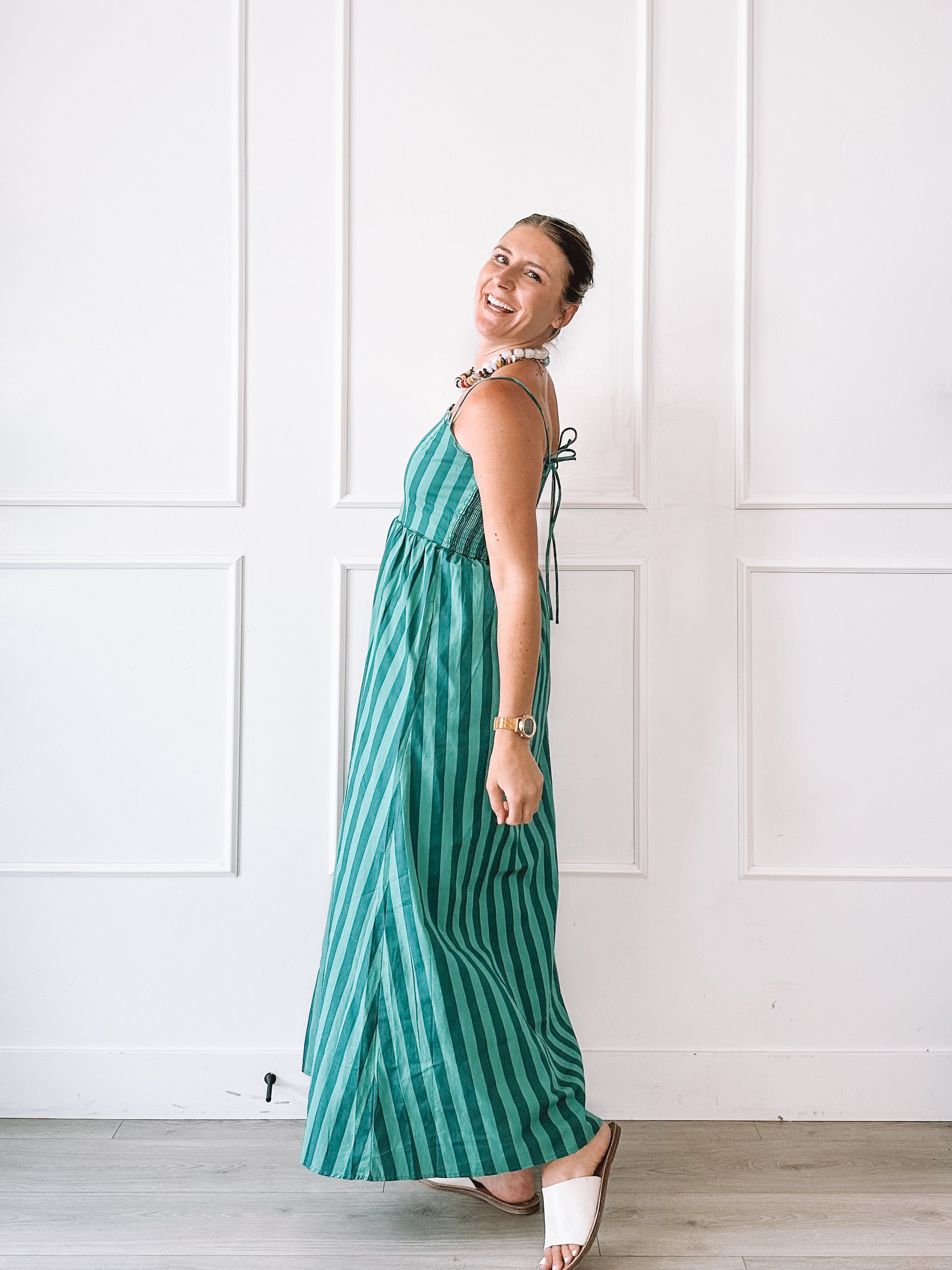 Striped Maxi Summer Dress Outfit + Accessories