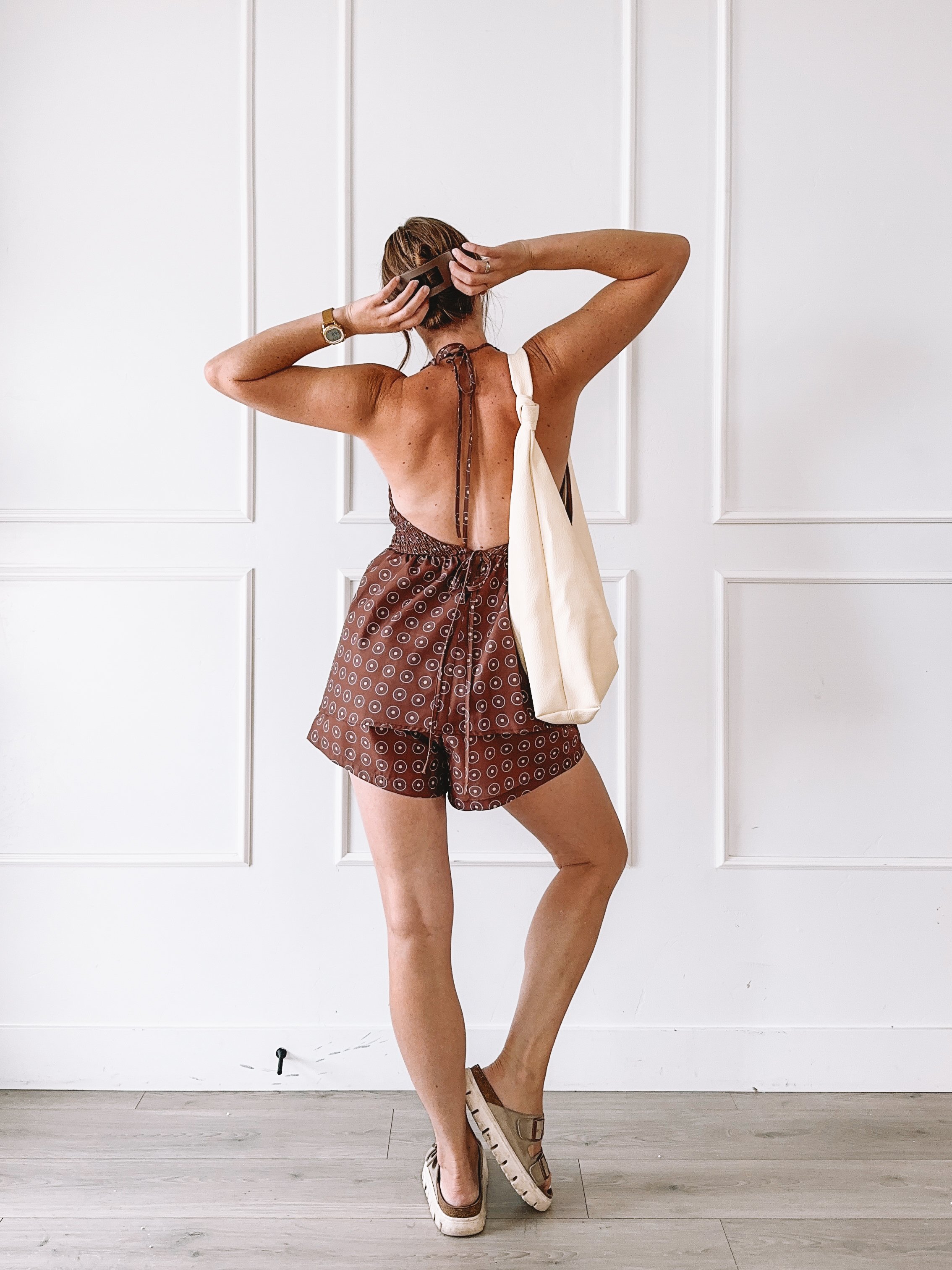 Backless Halter Top With Tie Neck