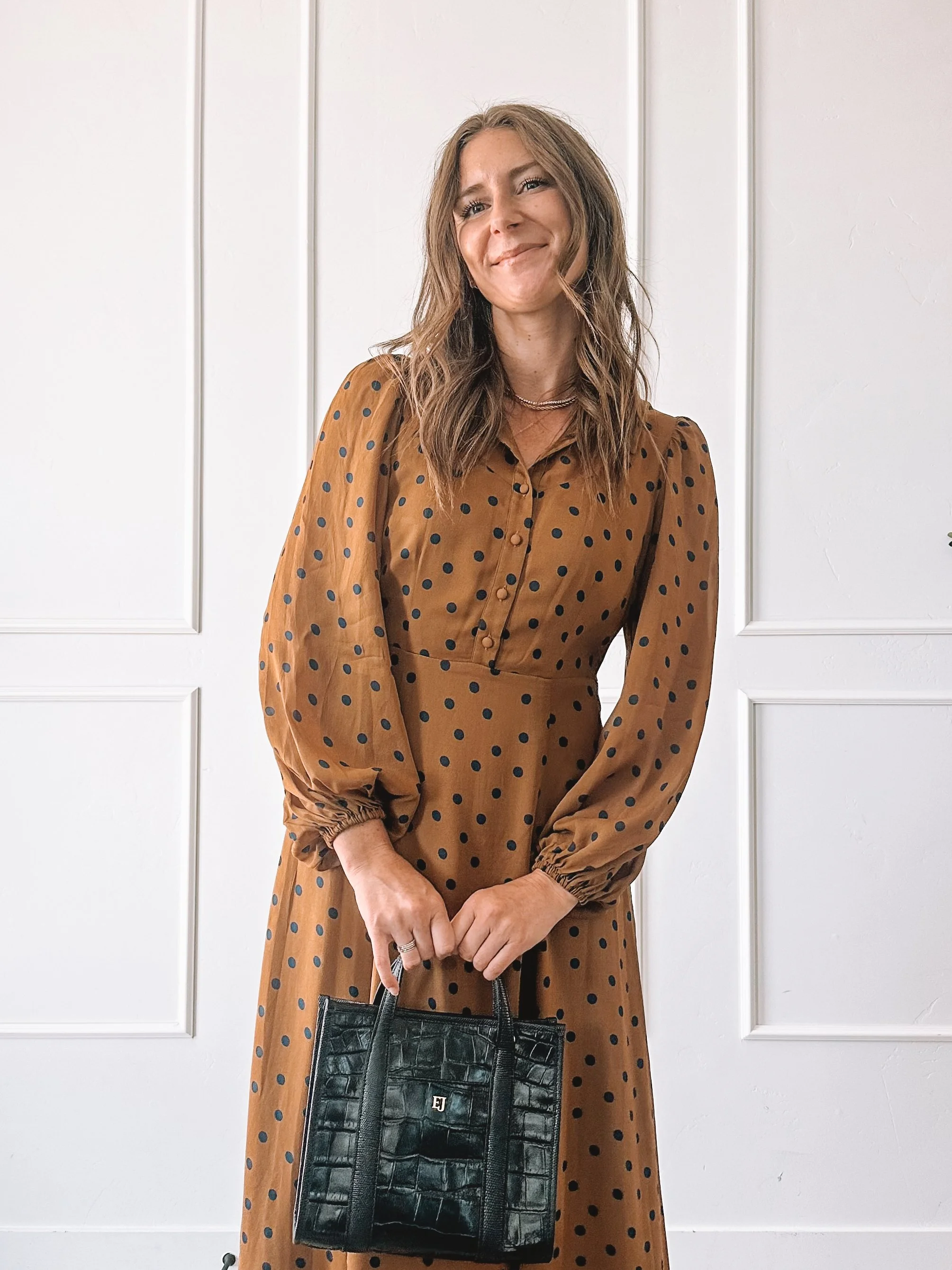 Fall Midi Dress With Jelly Flats