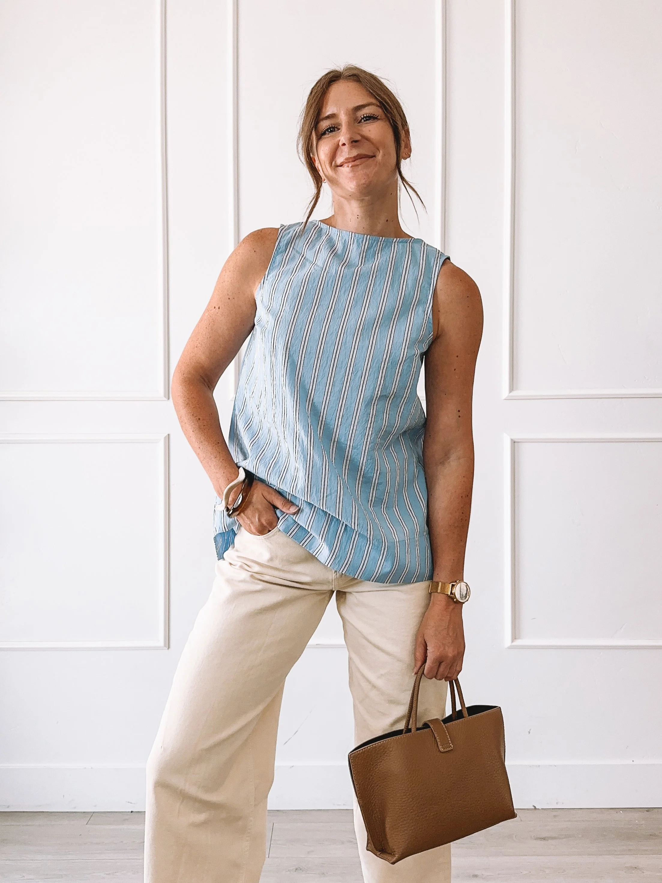 Striped Top With Rhinestone Jelly Flats