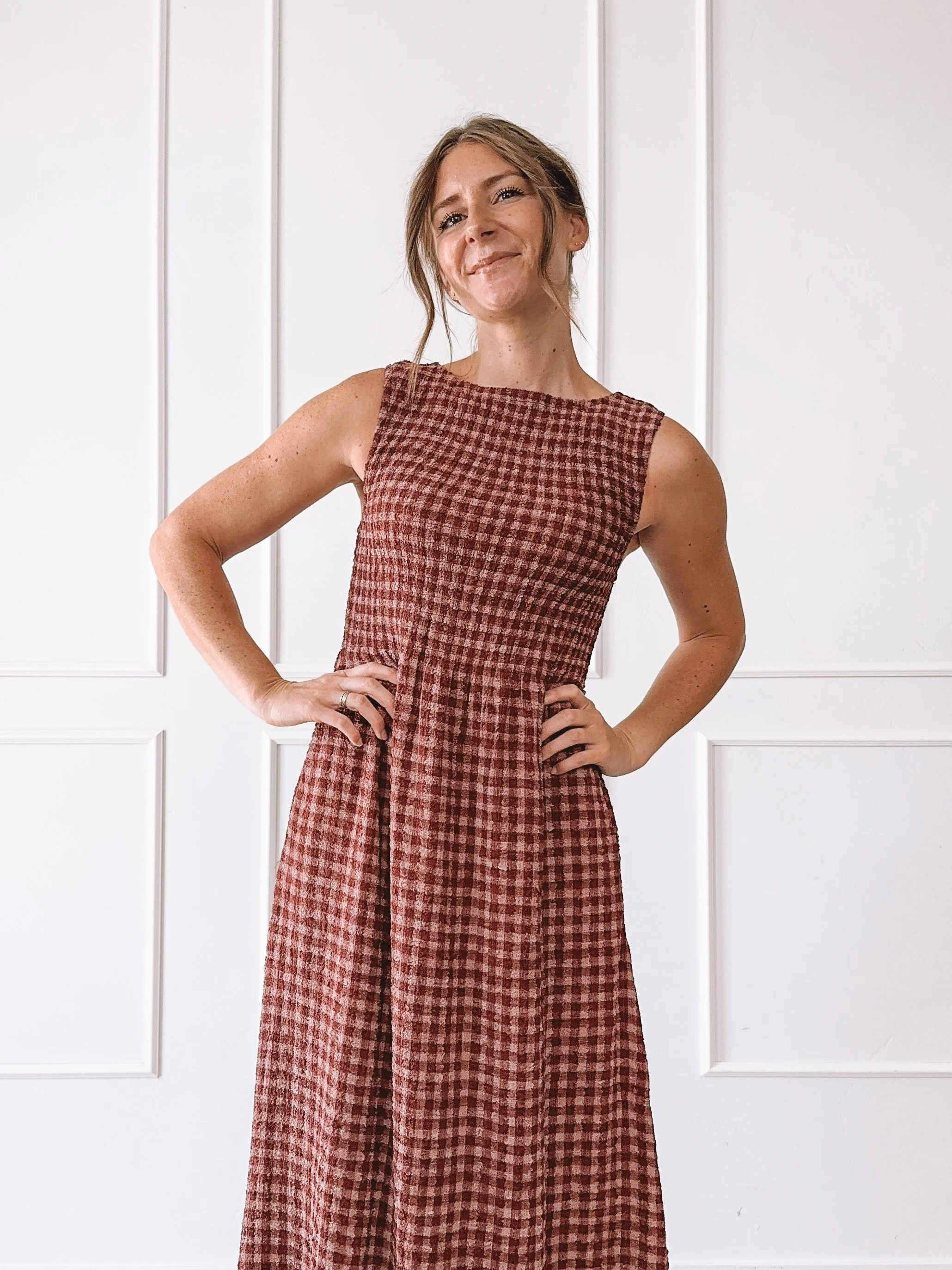 Plaid Smocked Maxi Dress Fall Outfit