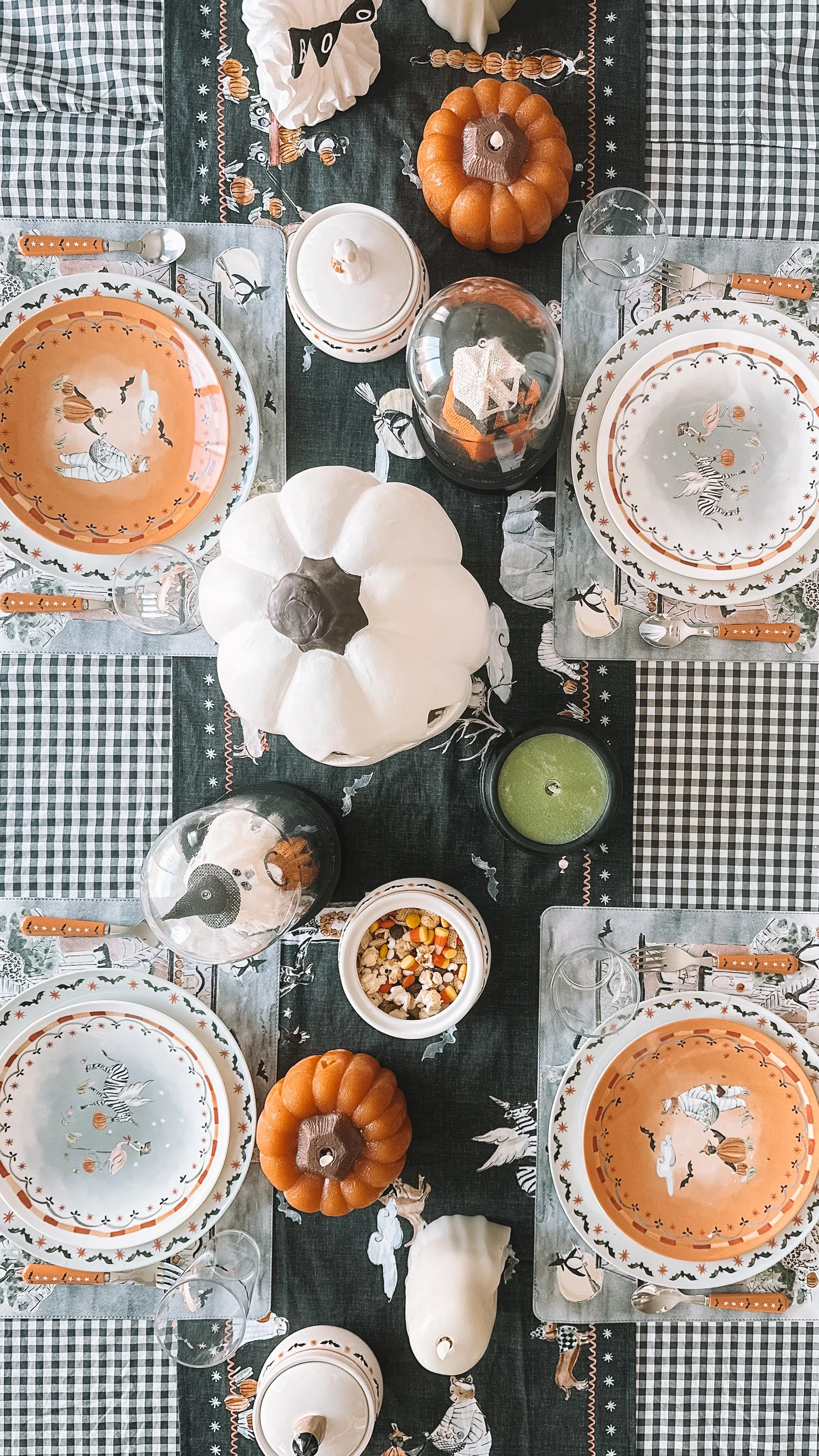 kids halloween party decor gingham tablecloth