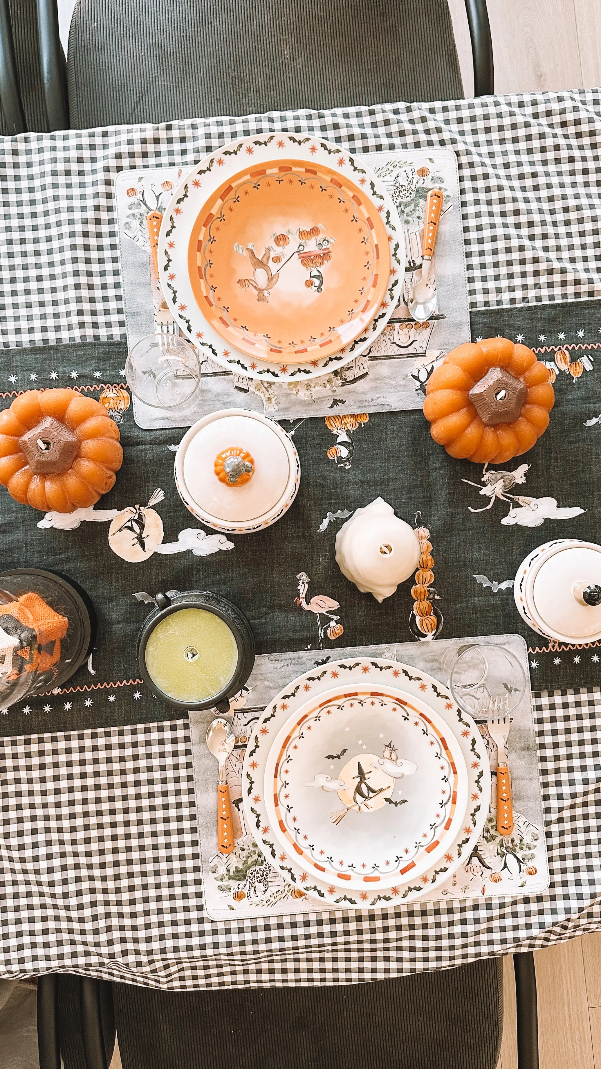 kids halloween party table setting bat print plates
