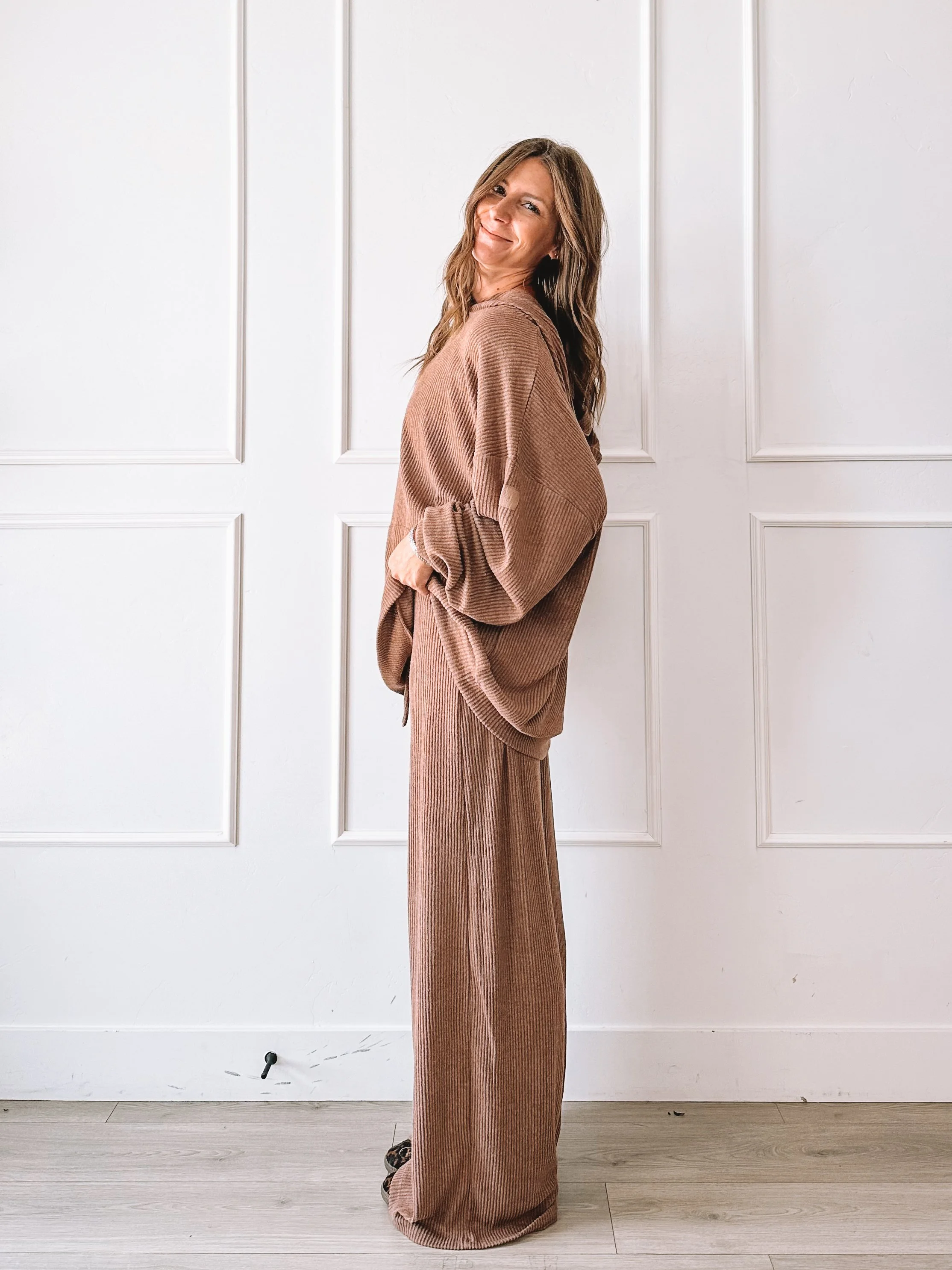 Ribbed Hooded Lounge Set Cozy Outfit