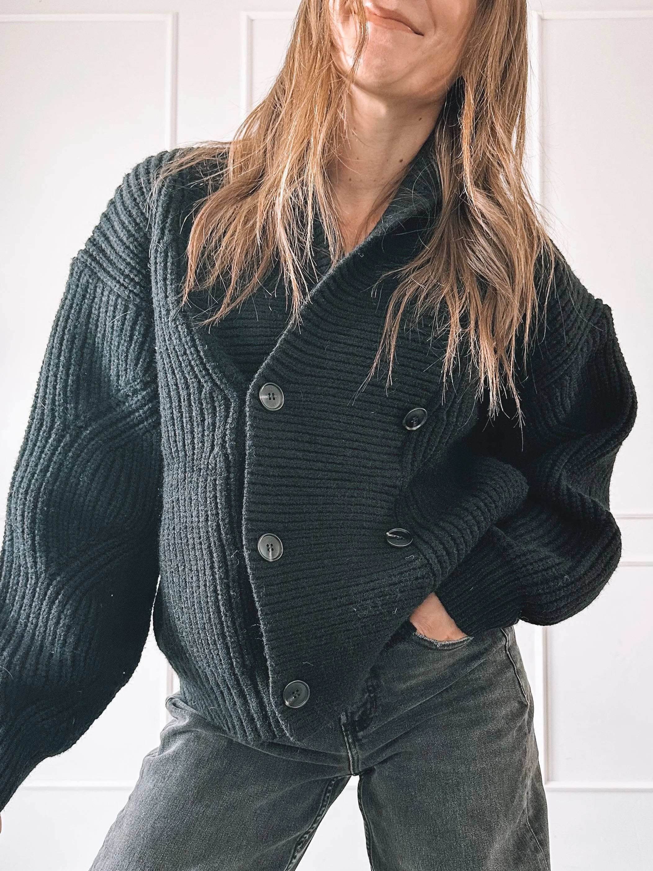 Black Double Breasted Cardigan Outfit