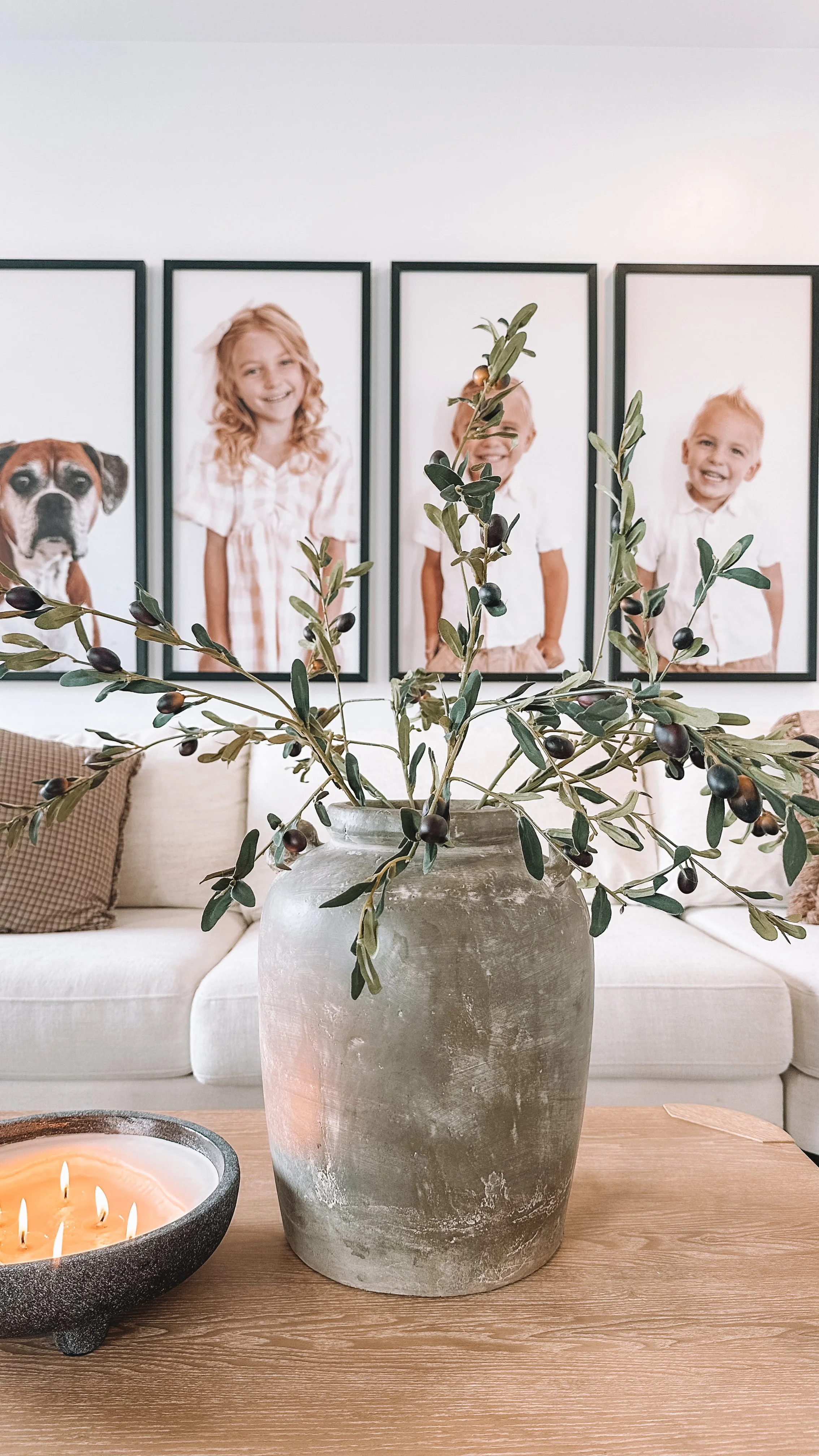 Moody Vase With Olive Stems