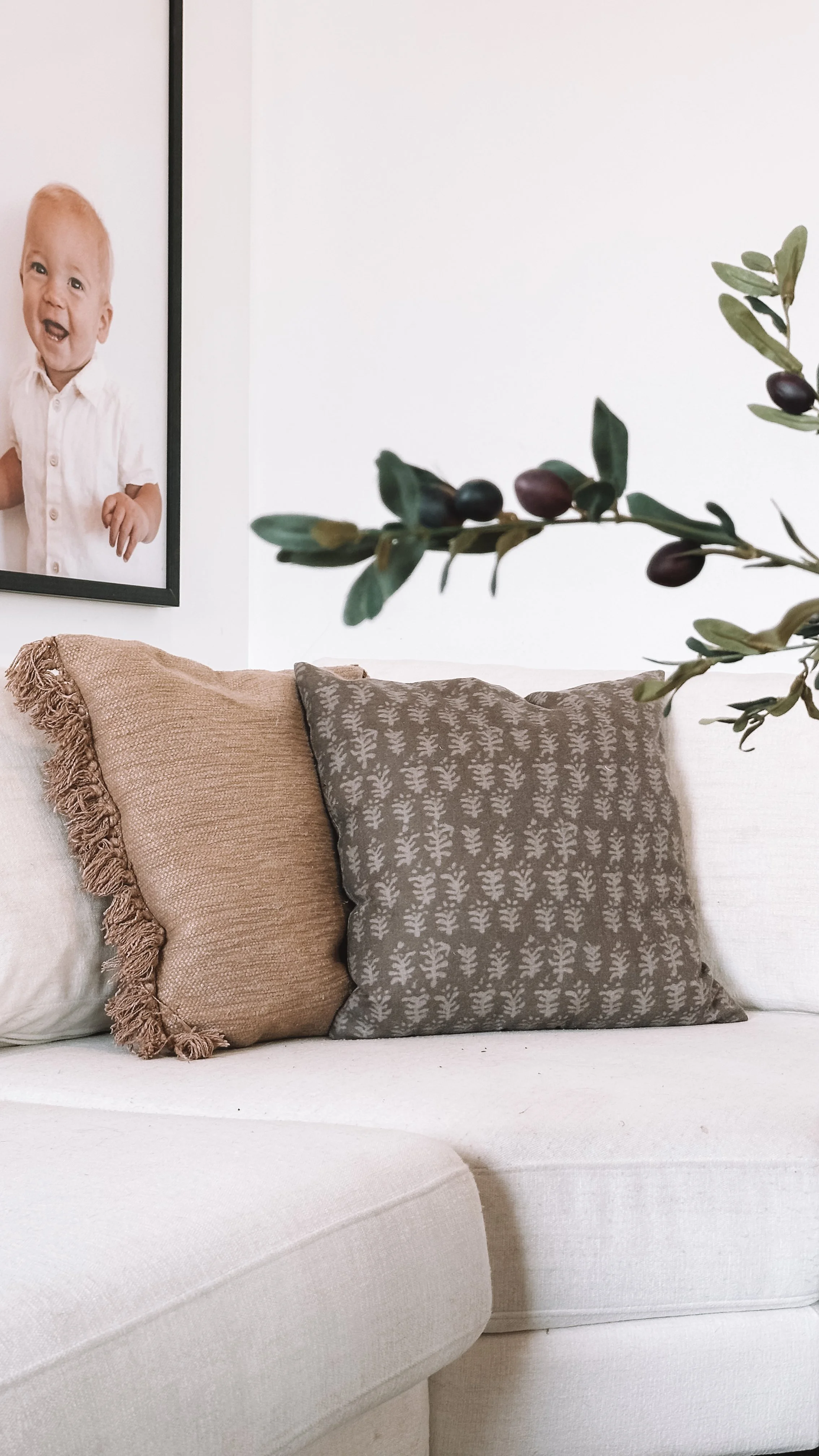 Fall Throw Pillows On A Cream Sofa