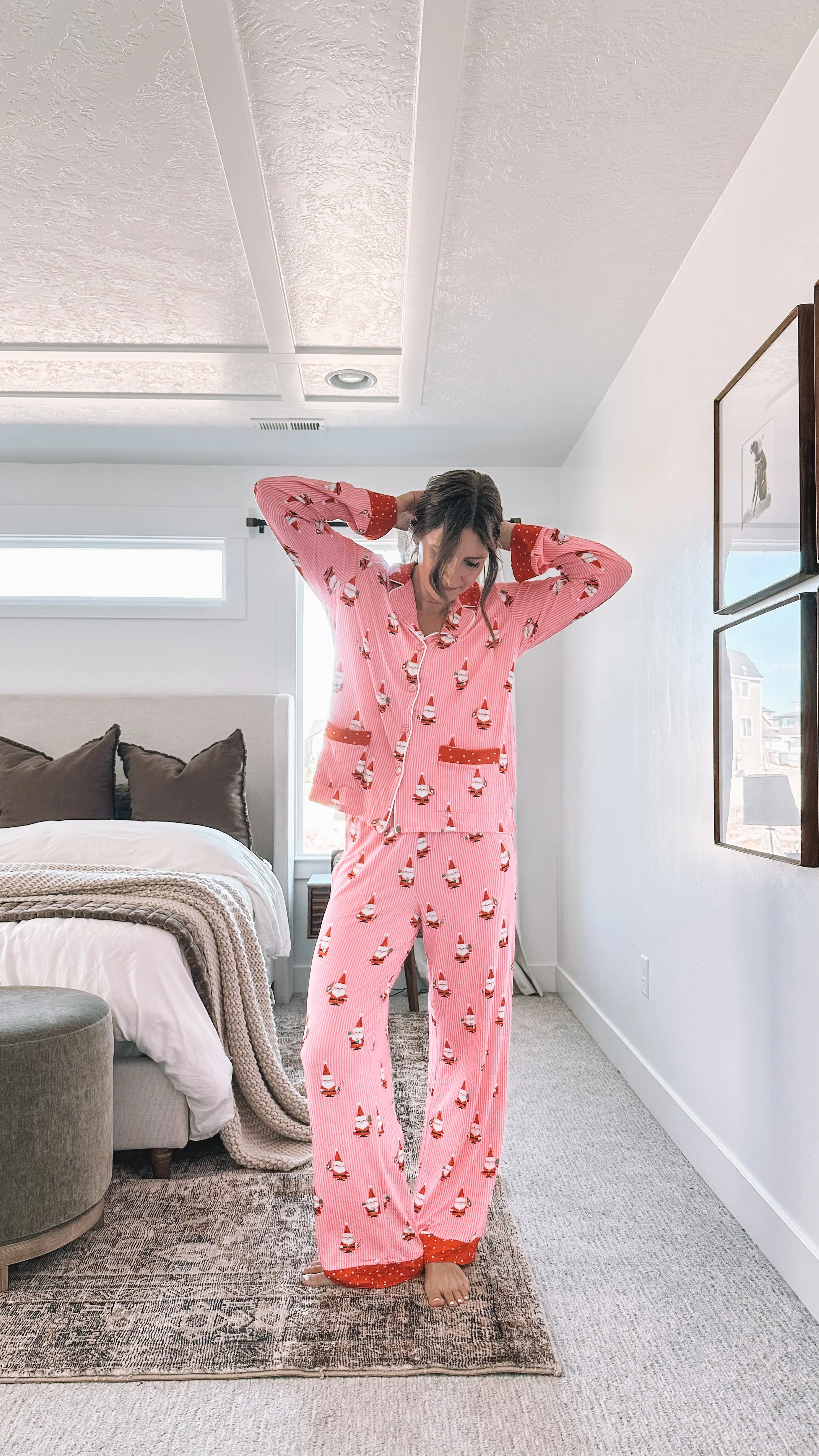 Pink Striped Santa Christmas Pajamas