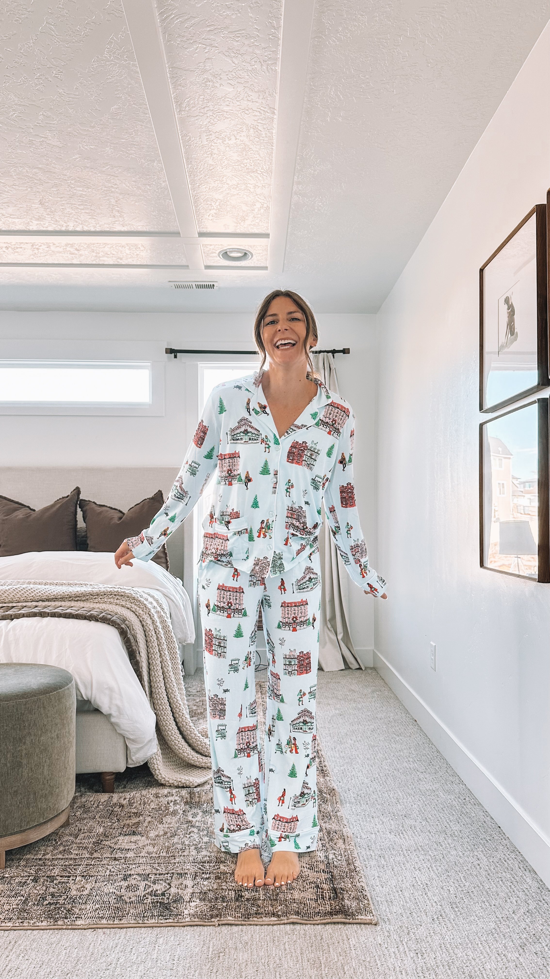 Christmas Village Print Pajamas